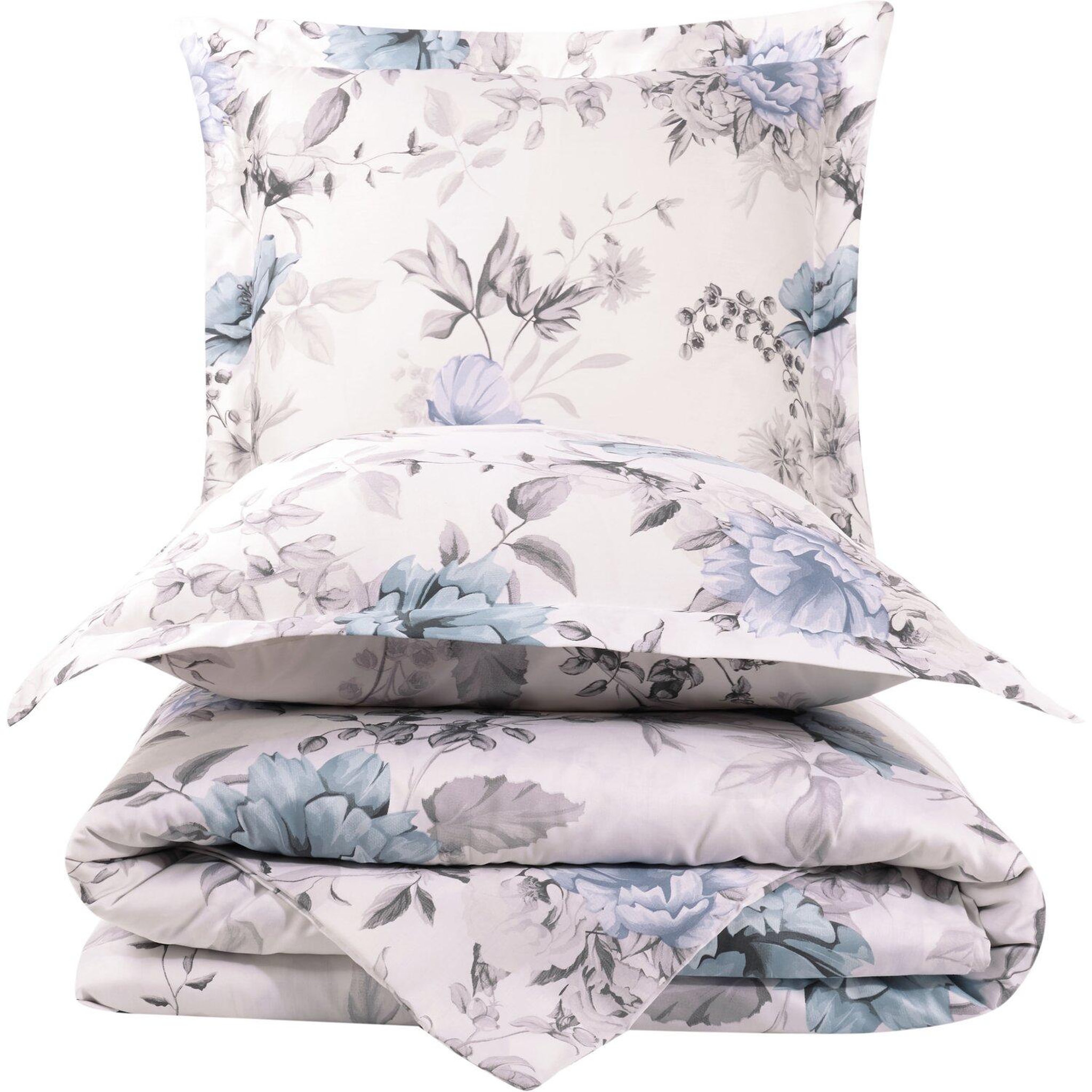 Voir la diapositive 2 : Home collection Parure housse de couette 3 pcs 240x220 cm 100% satin de coton 82 fils imprimé. Laterna