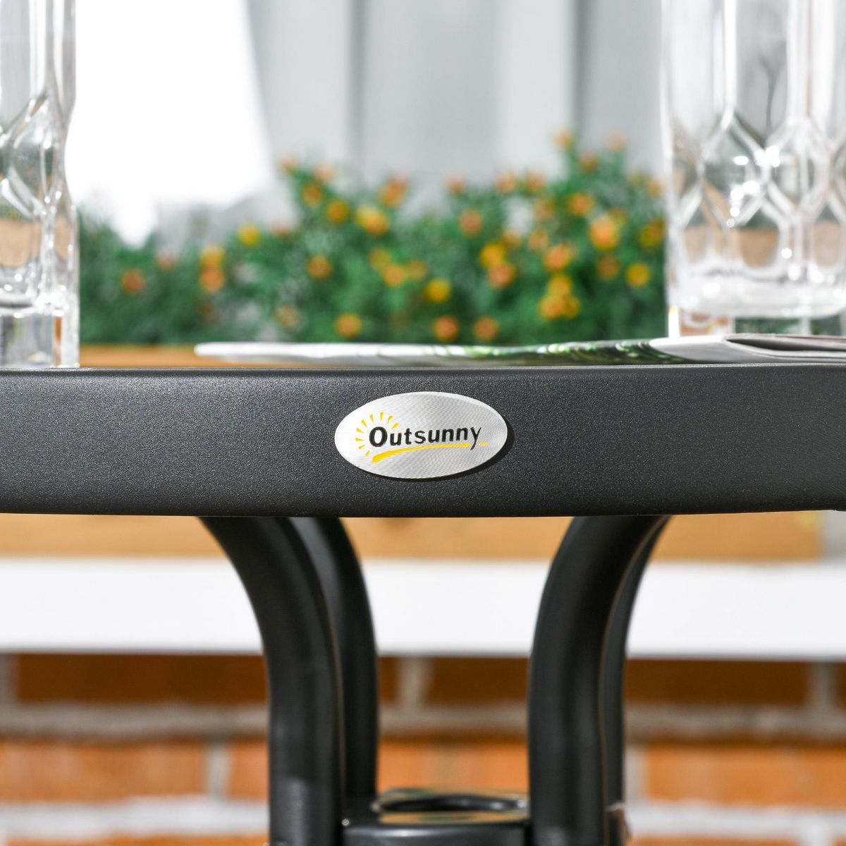 OUTSUNNY Ensemble bistro jardin style néo-rétro 2 places 3 pièces noir