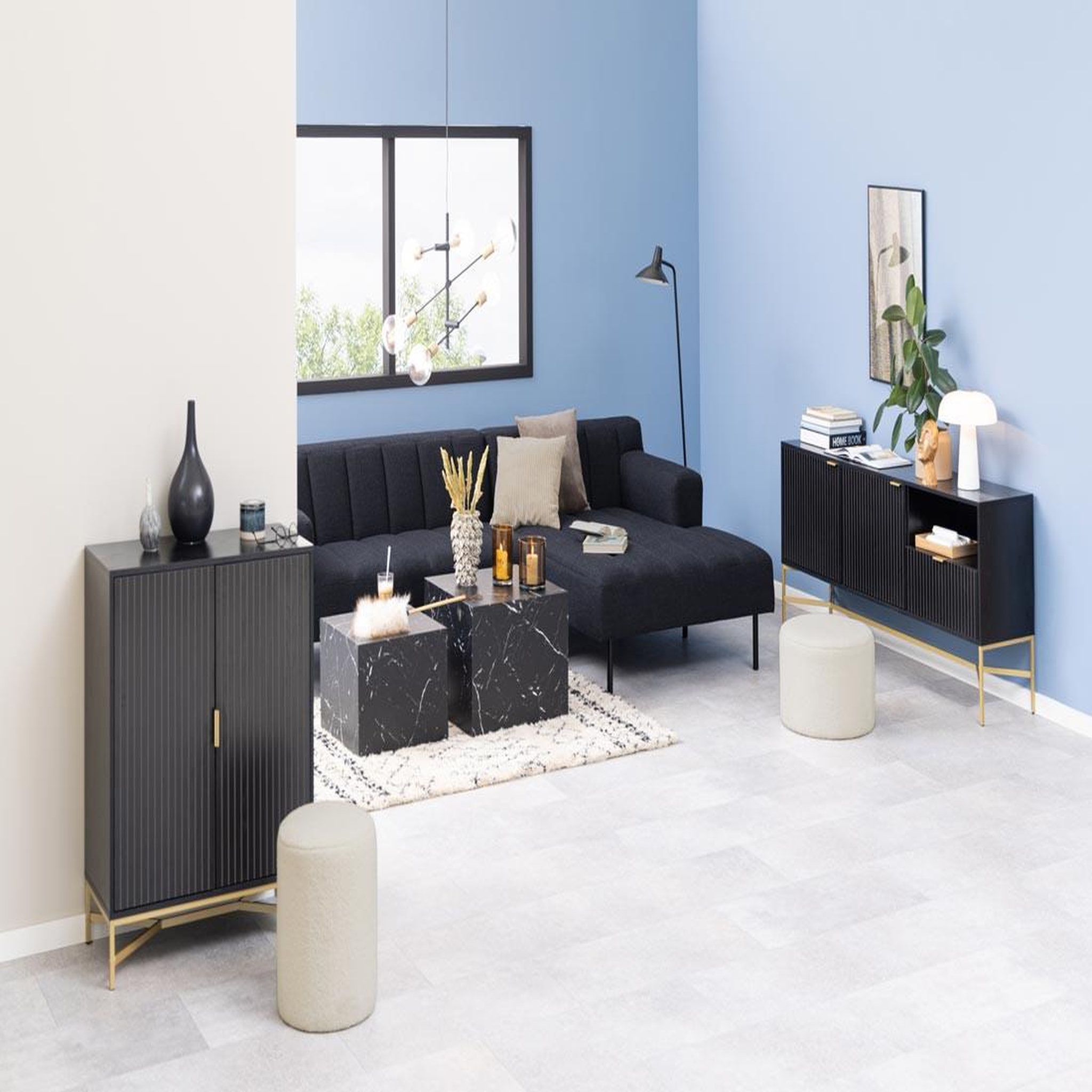 Voir la diapositive 3 : LISA DESIGN Pueblo - lot de 2 tables basses - effet marbre noir - 58 et 50 cm