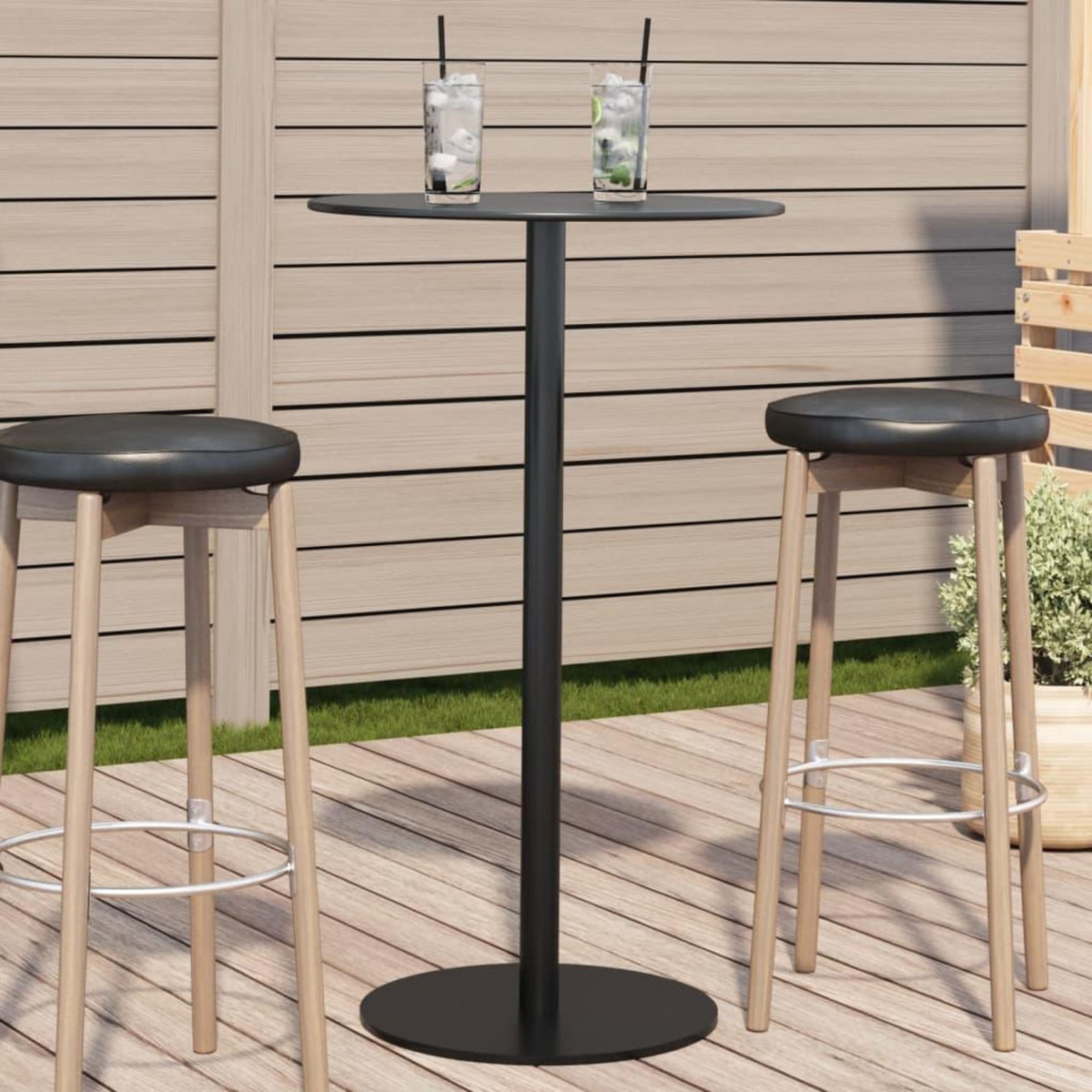VIDAXL Table de jardin ronde noir Ø60x105 cm acier