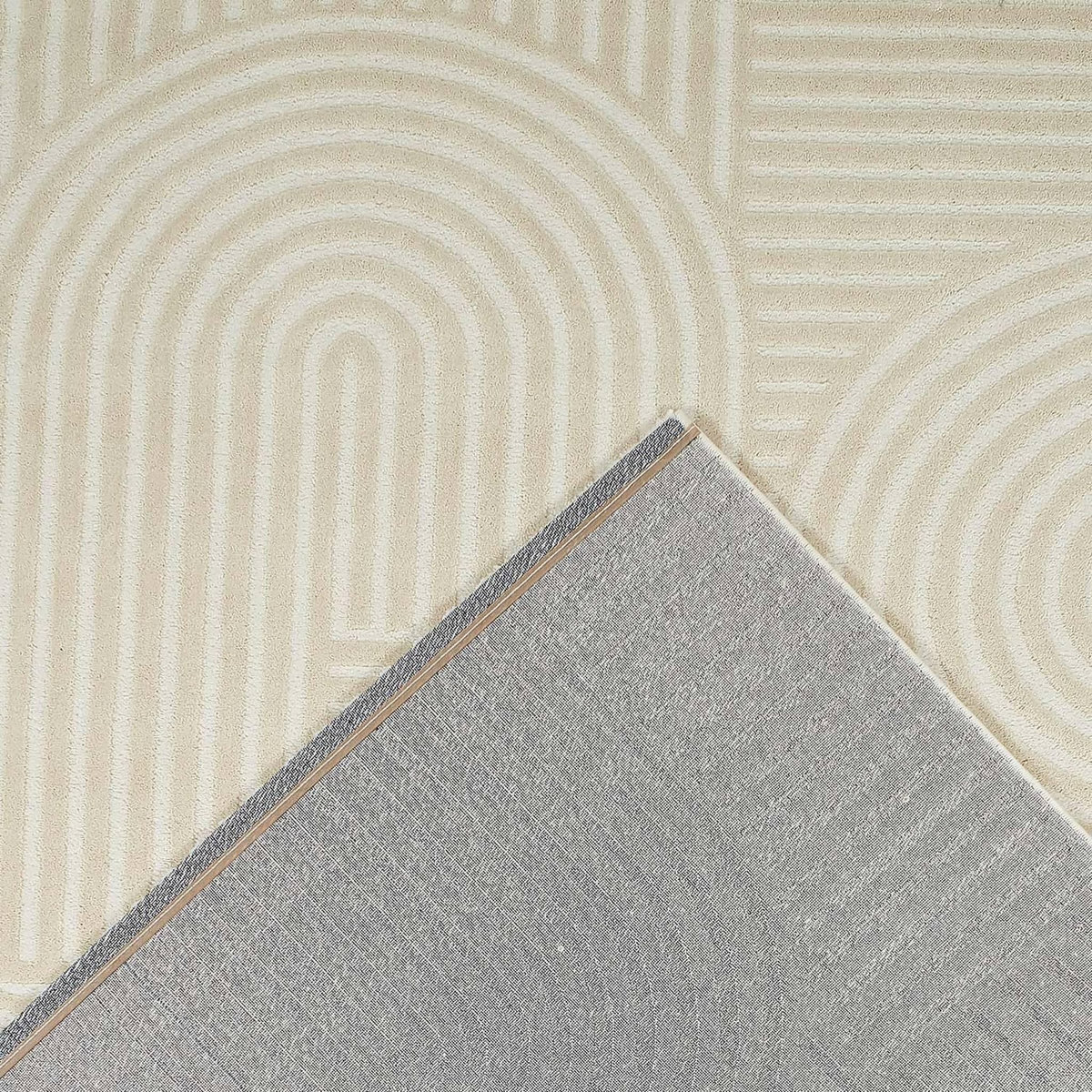 SWEEEK Tapis intérieur motif graphique arches, poils ras, crème
