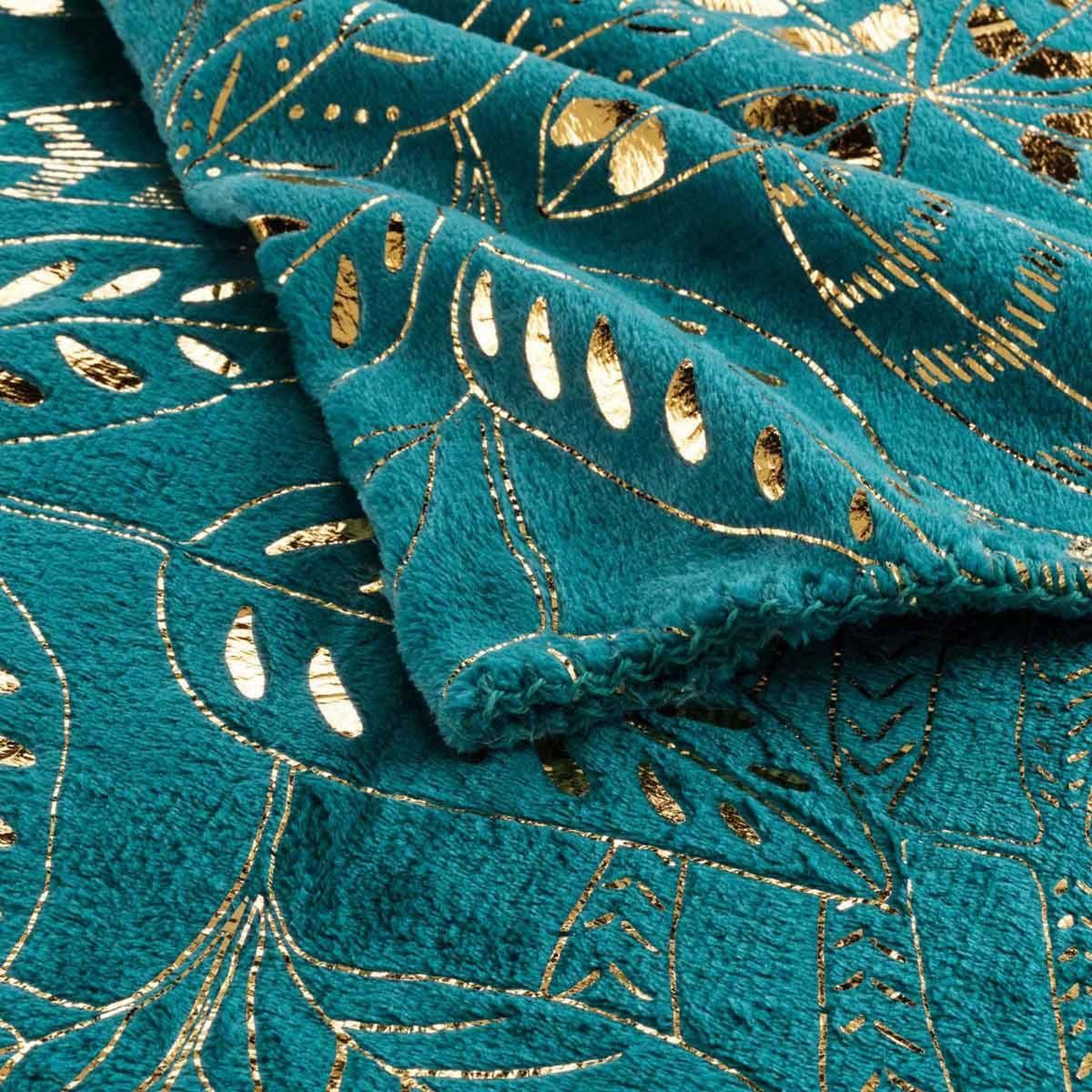 Voir la diapositive 3 : Douceur d'Intérieur Plaid flanelle imprimé  belflor  125x150cm émeraude