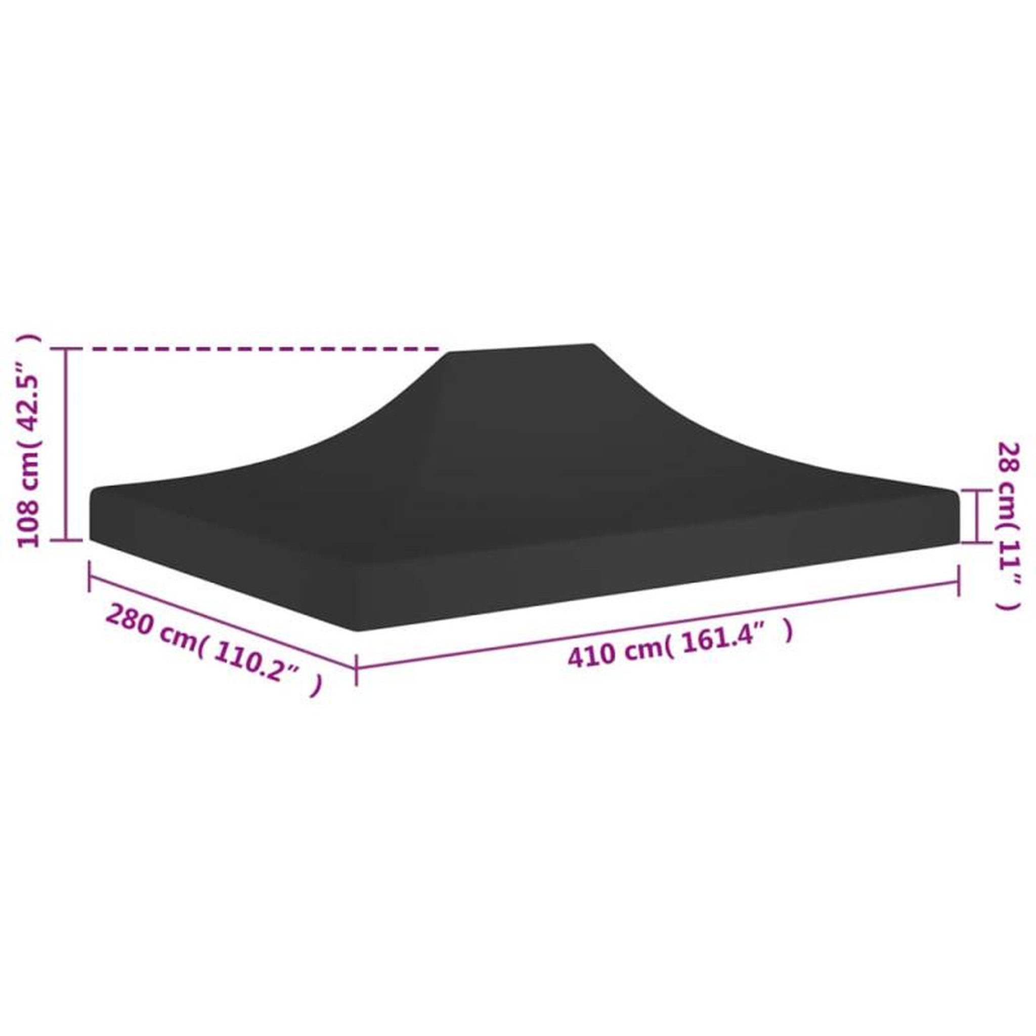 Voir la diapositive 6 : VIDAXL Toit de tente de réception 4x3 m Noir 270 g m²