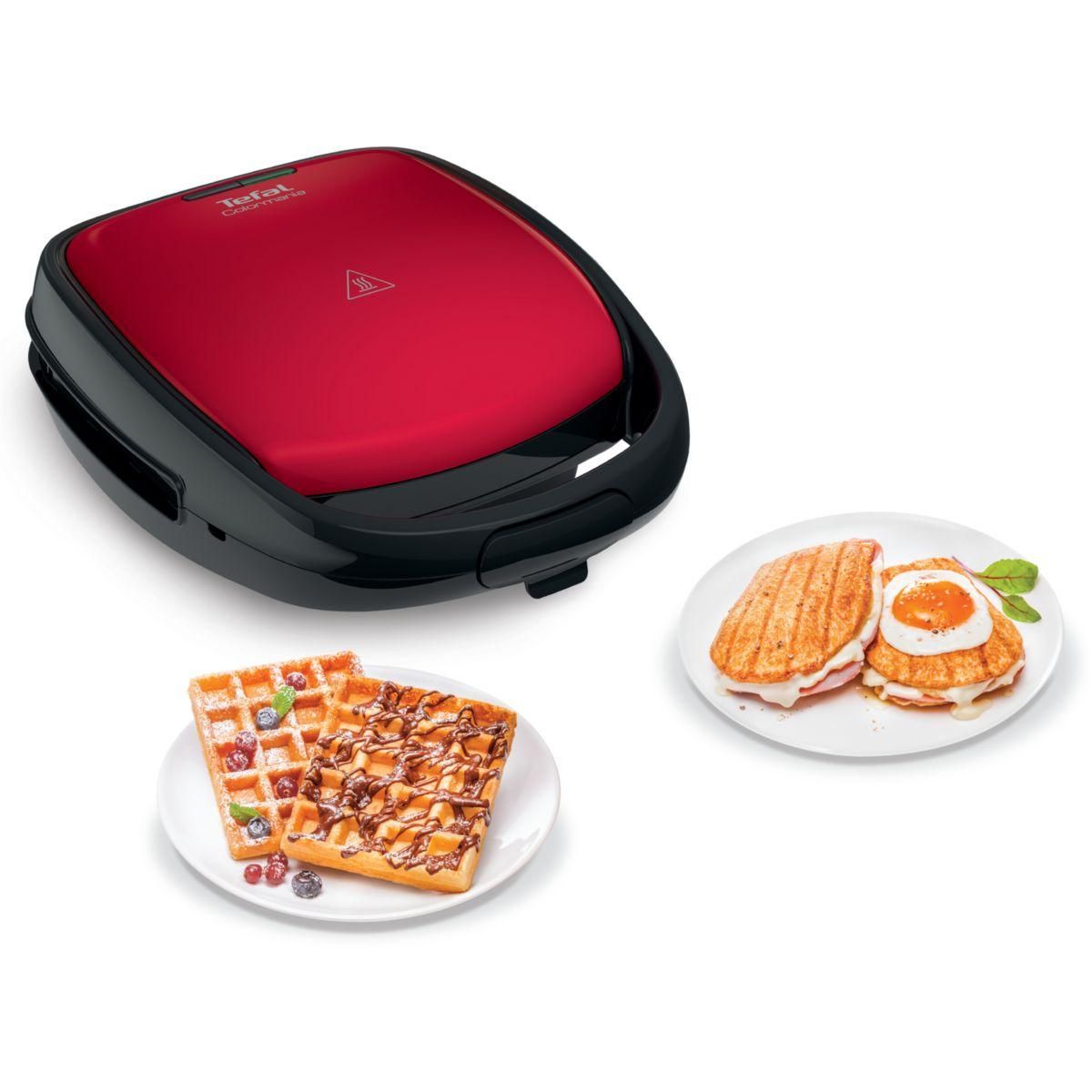 TEFAL Gaufrier, croque monsieur SNACK TIME COLORMANIA Rouge