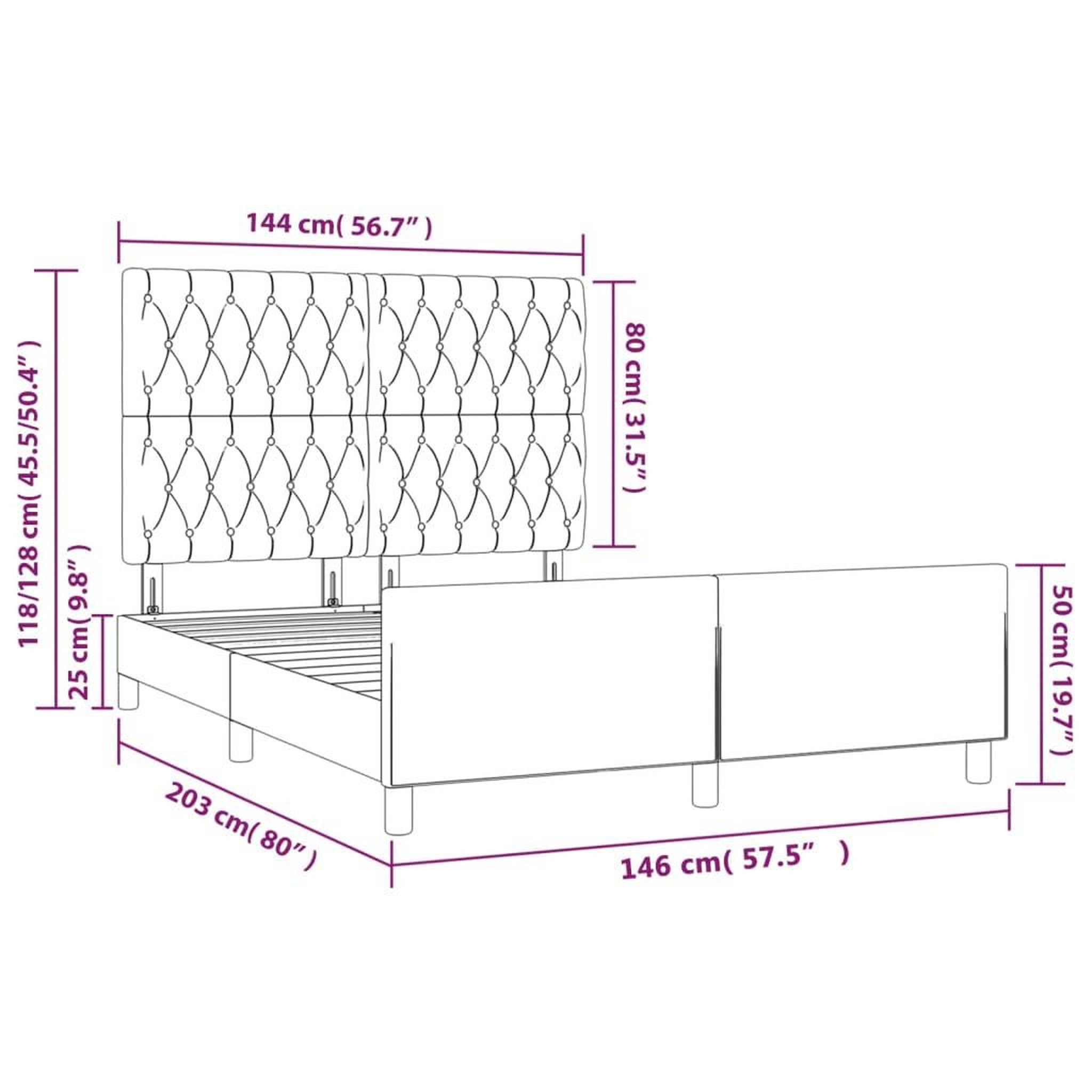 Voir la diapositive 6 : VIDAXL Cadre de lit sans matelas marron fonce 140x200 cm tissu