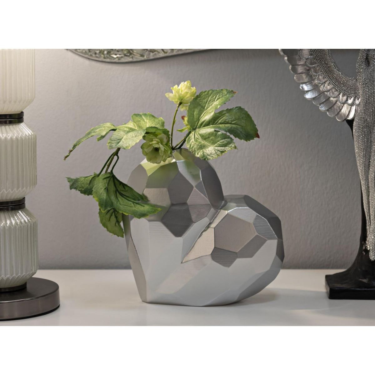 Paris Prix Vase Design en Résine  Heart  19cm Argent