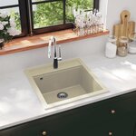VIDAXL Evier de cuisine Granit Seul lavabo Beige