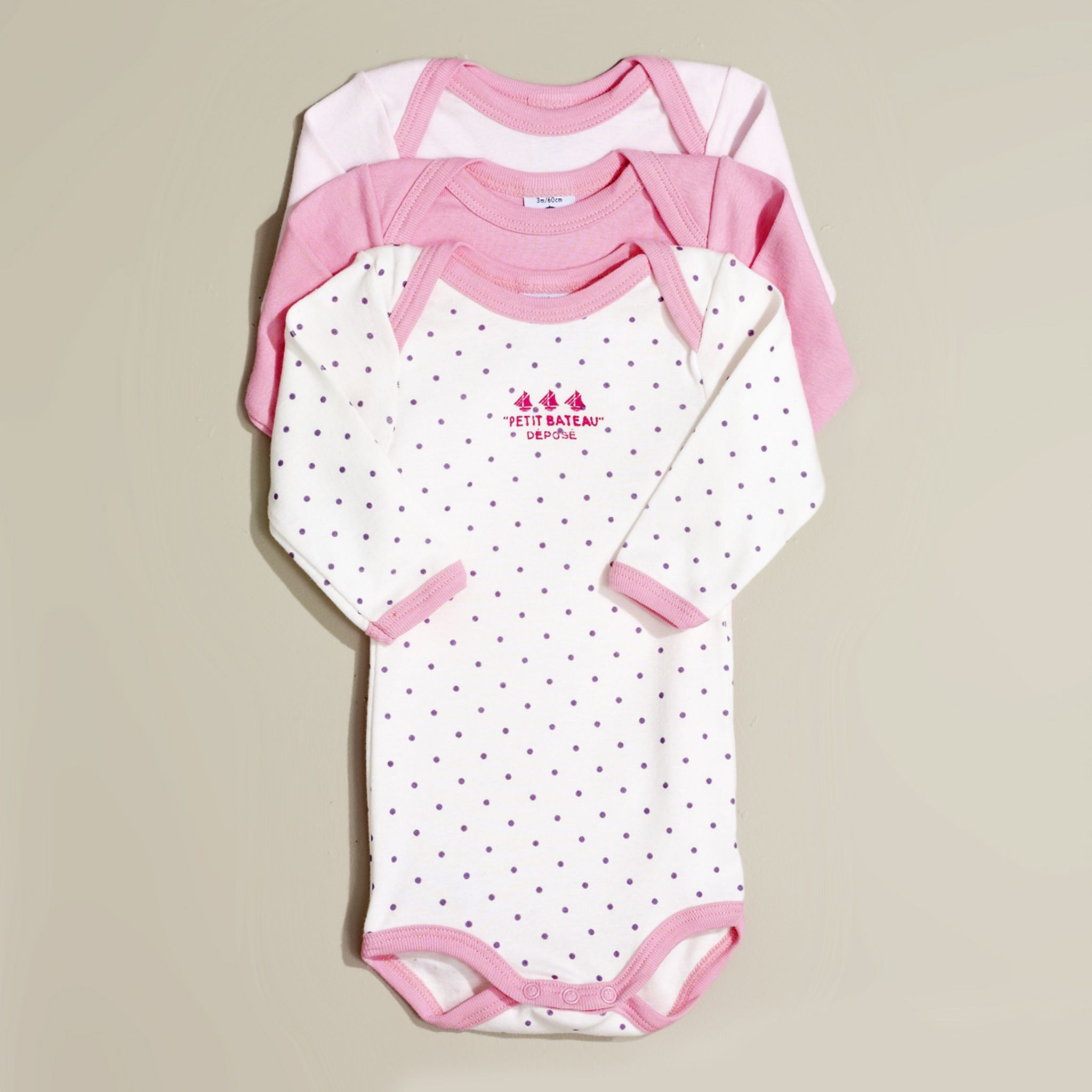 Lot De 3 Bodies Bébé Manches Longues - Coton Doux, Messages, Encollure Américaine - Petit Bateau - 3