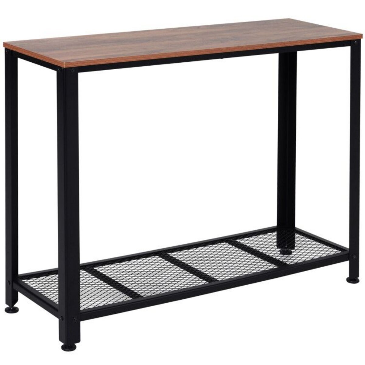 HOMCOM Console table d'appoint Vintage style industriel dim. 101L x 35l x 80H cm étagère métal noir panneaux particules imitation bois