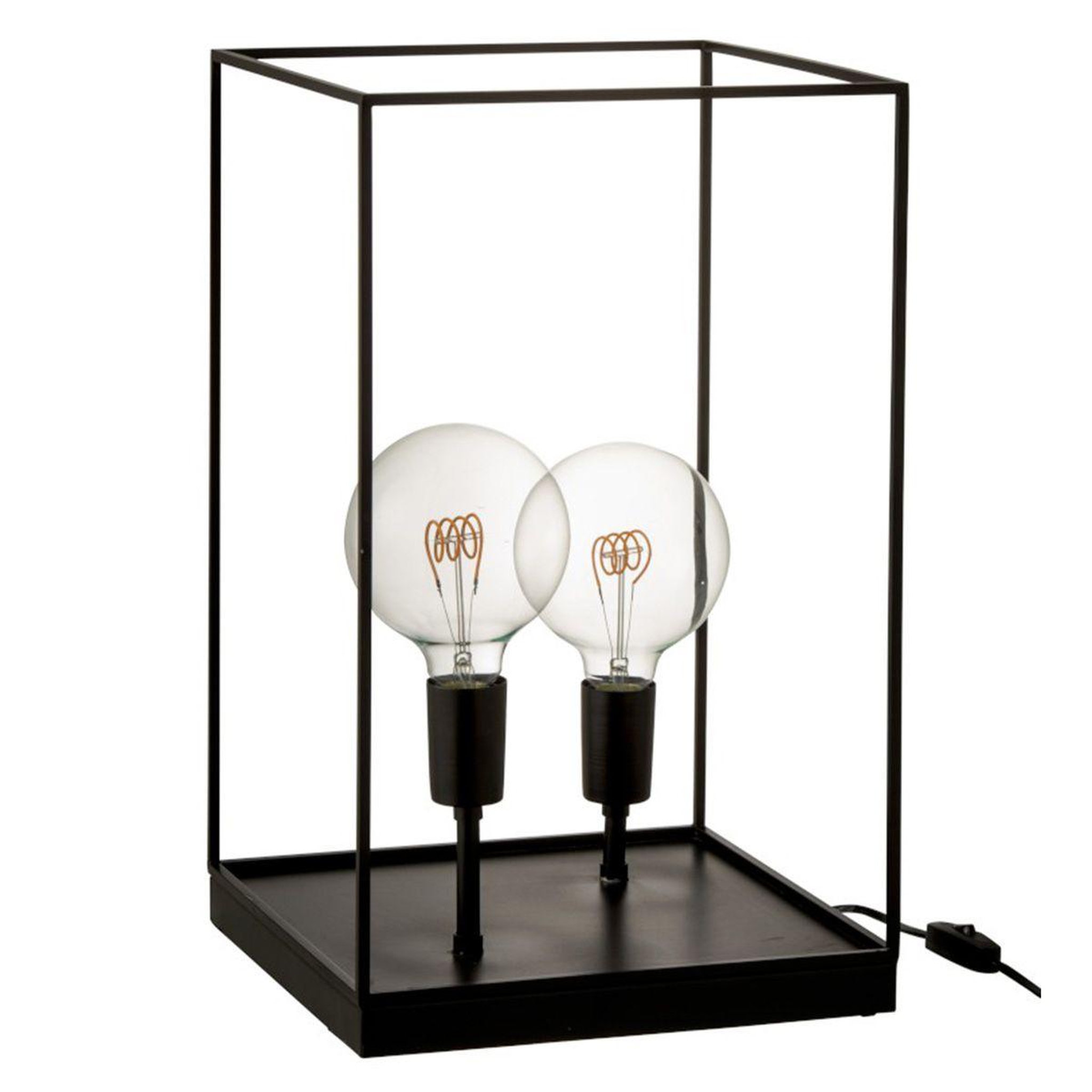 Voir la diapositive 1 : J-LINE Lampe à poser  deux ampoules  51cm noir