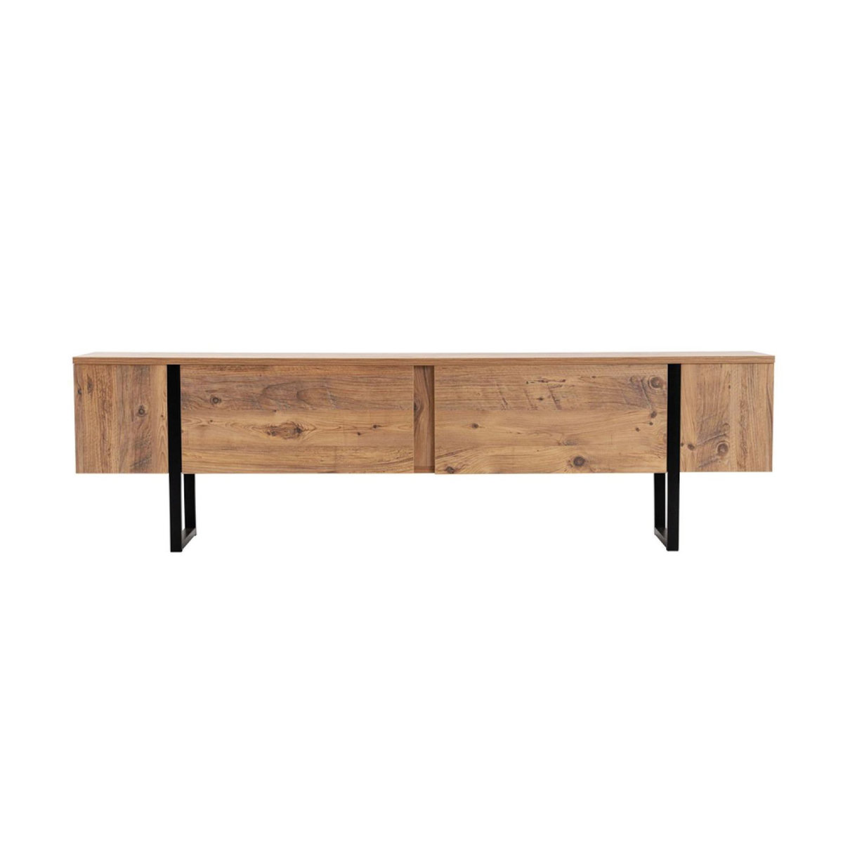 CONCEPT USINE Meuble tv industriel avec placards bois et noir 180cm MOOV