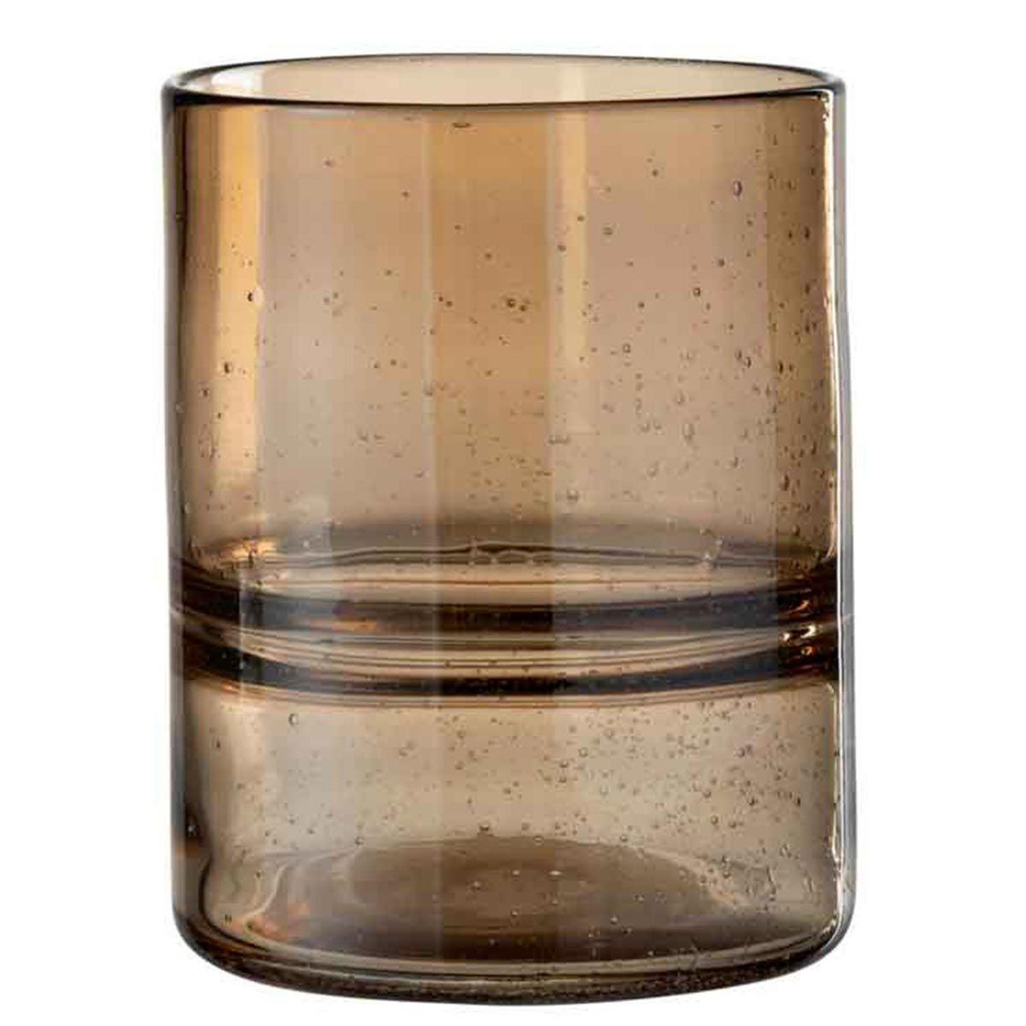 Voir la diapositive 1 : J-LINE Vase cylindrique design  nervures  19cm ambre