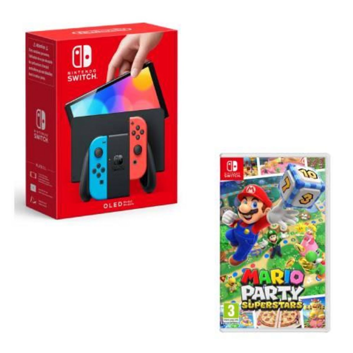 NINTENDO Console Nintendo Switch (modèle OLED) Joy-Con Bleu et Rouge + Mario Party Superstars Nintendo Switch