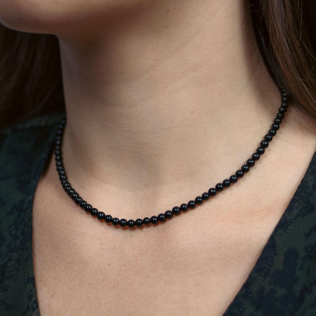 SLOYA Collier Serena en pierres Obsidienne