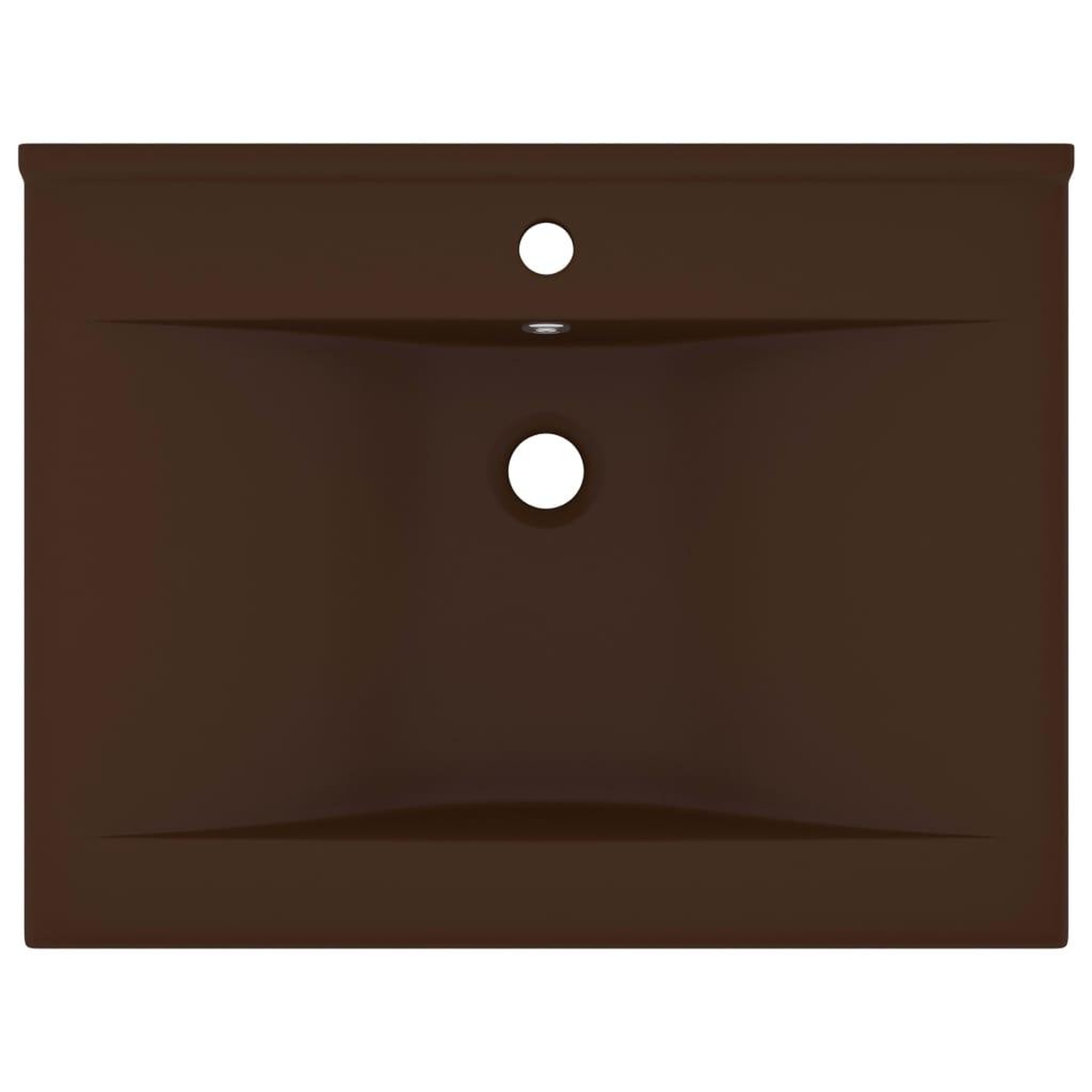 Voir la diapositive 3 : VIDAXL Lavabo avec trou de robinet Marron fonce mat 60x46 cm Ceramique