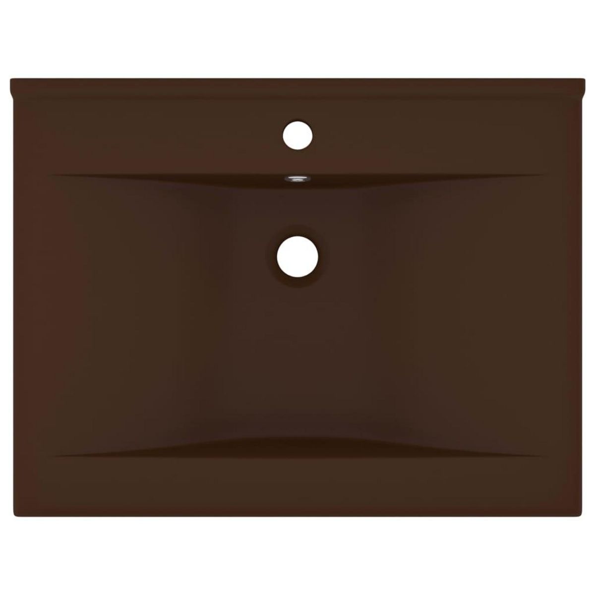 VIDAXL Lavabo avec trou de robinet Marron fonce mat 60x46 cm Ceramique