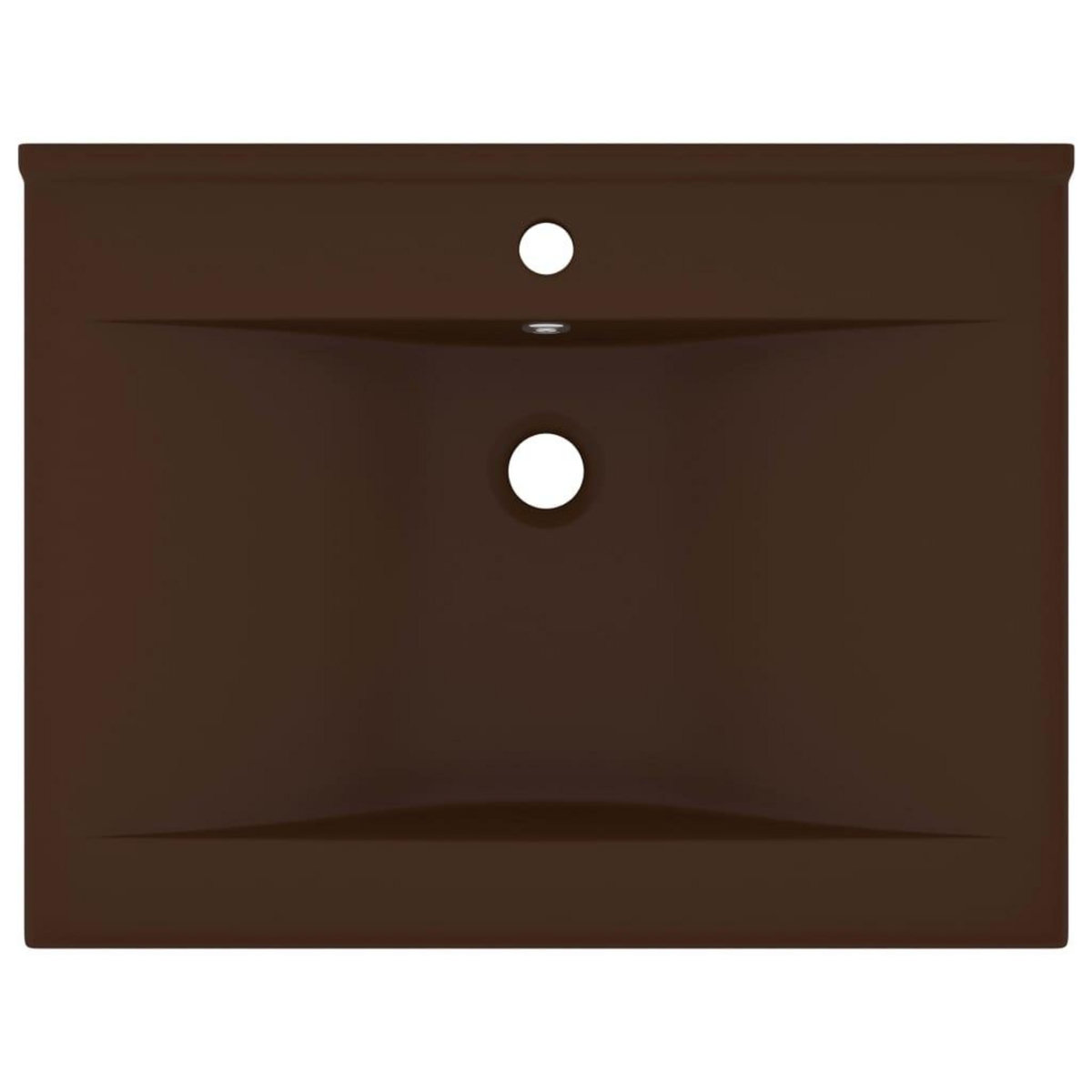 VIDAXL Lavabo avec trou de robinet Marron fonce mat 60x46 cm Ceramique