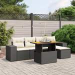 VIDAXL Salon de jardin 6 pcs avec coussins noir resine tressee