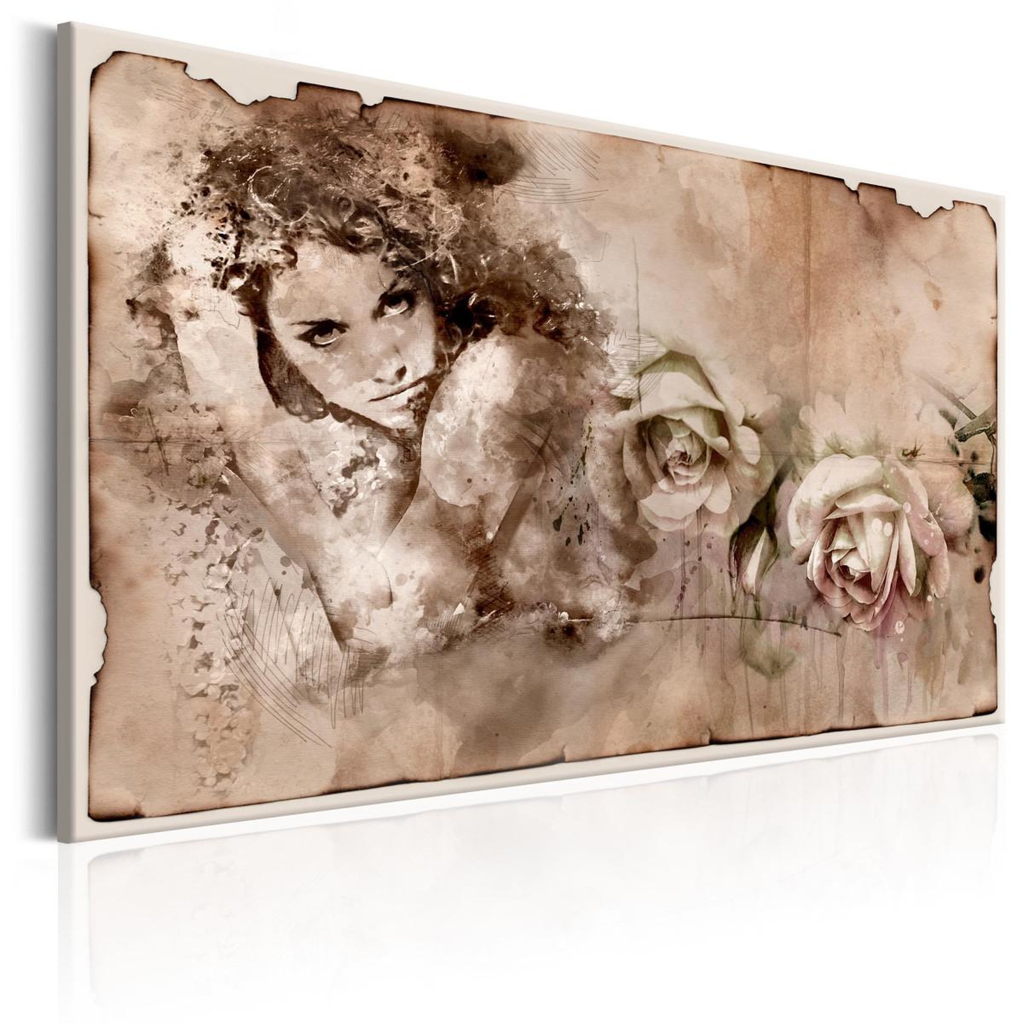 Voir la diapositive 1 : Paris Prix Tableau Imprimé  Retro Style : Woman & Roses