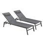 Voir la diapositive 1 : ID MARKET Lot de 2 transats de jardin inclinables en aluminium SINTRA gris anthracite et noir