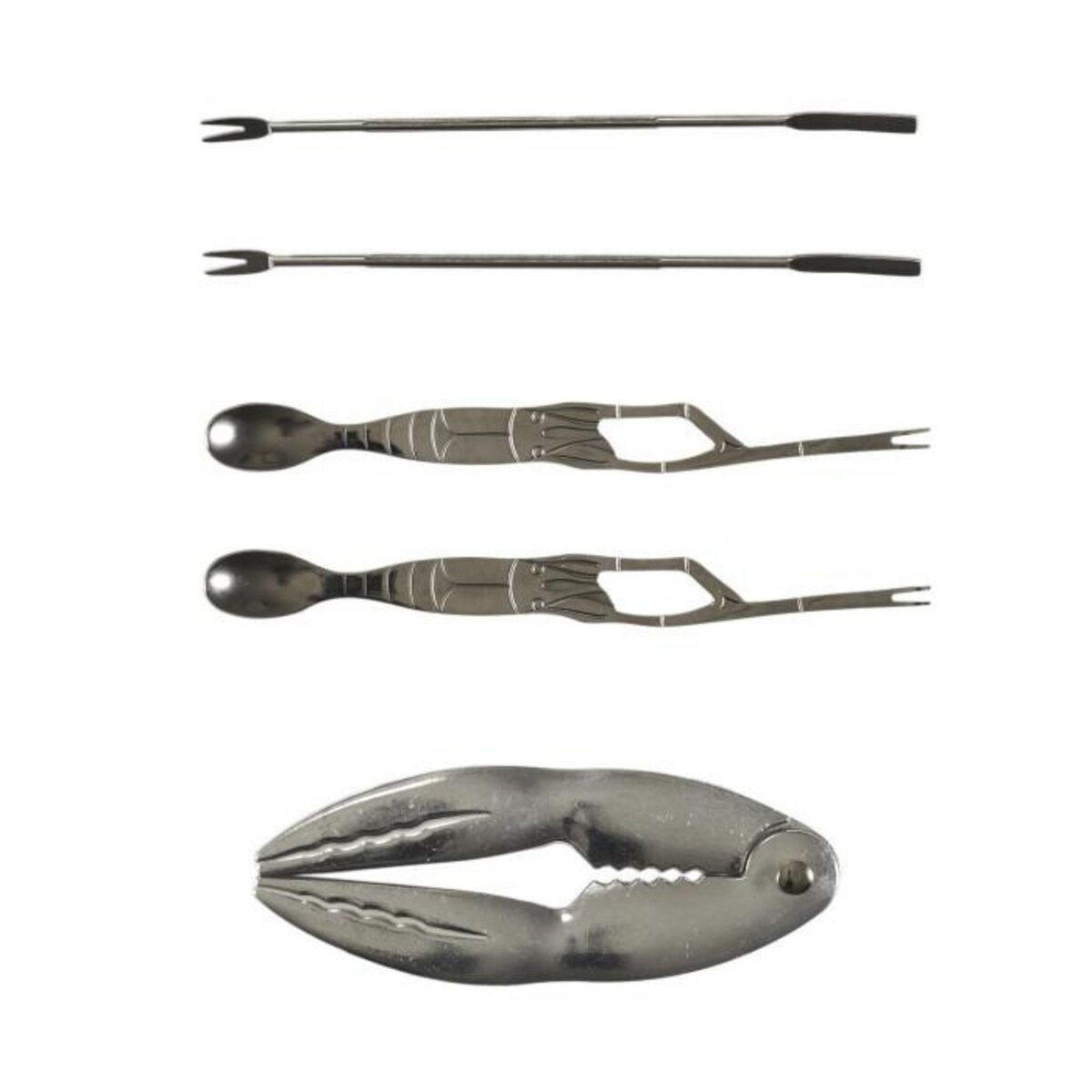 Paris Prix Coffret d'Ustensiles Crustacés  5 Pièces  20cm Gris