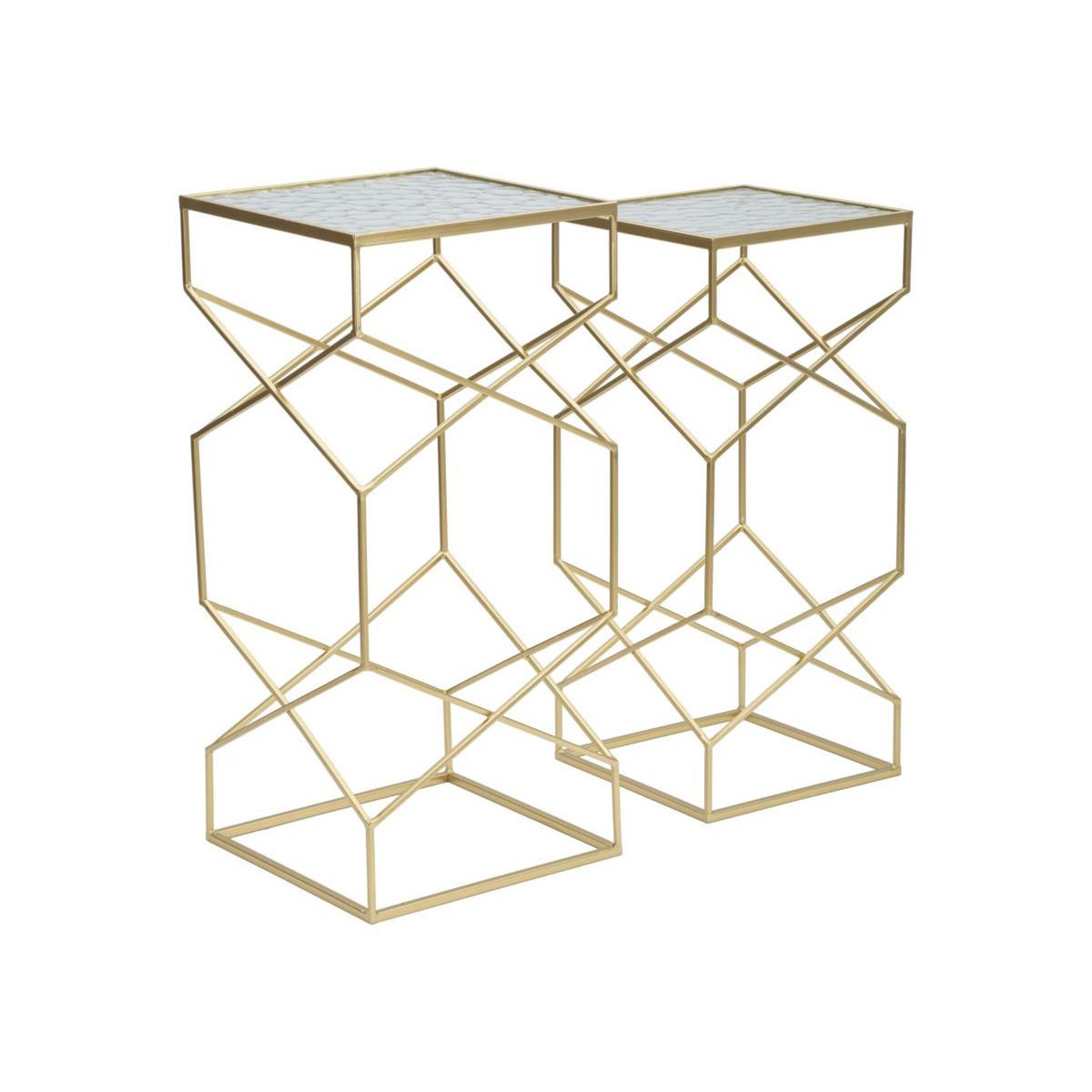 Voir la diapositive 4 : Paris Prix Lot de 2 tables d'appoint design  glassy  68cm or