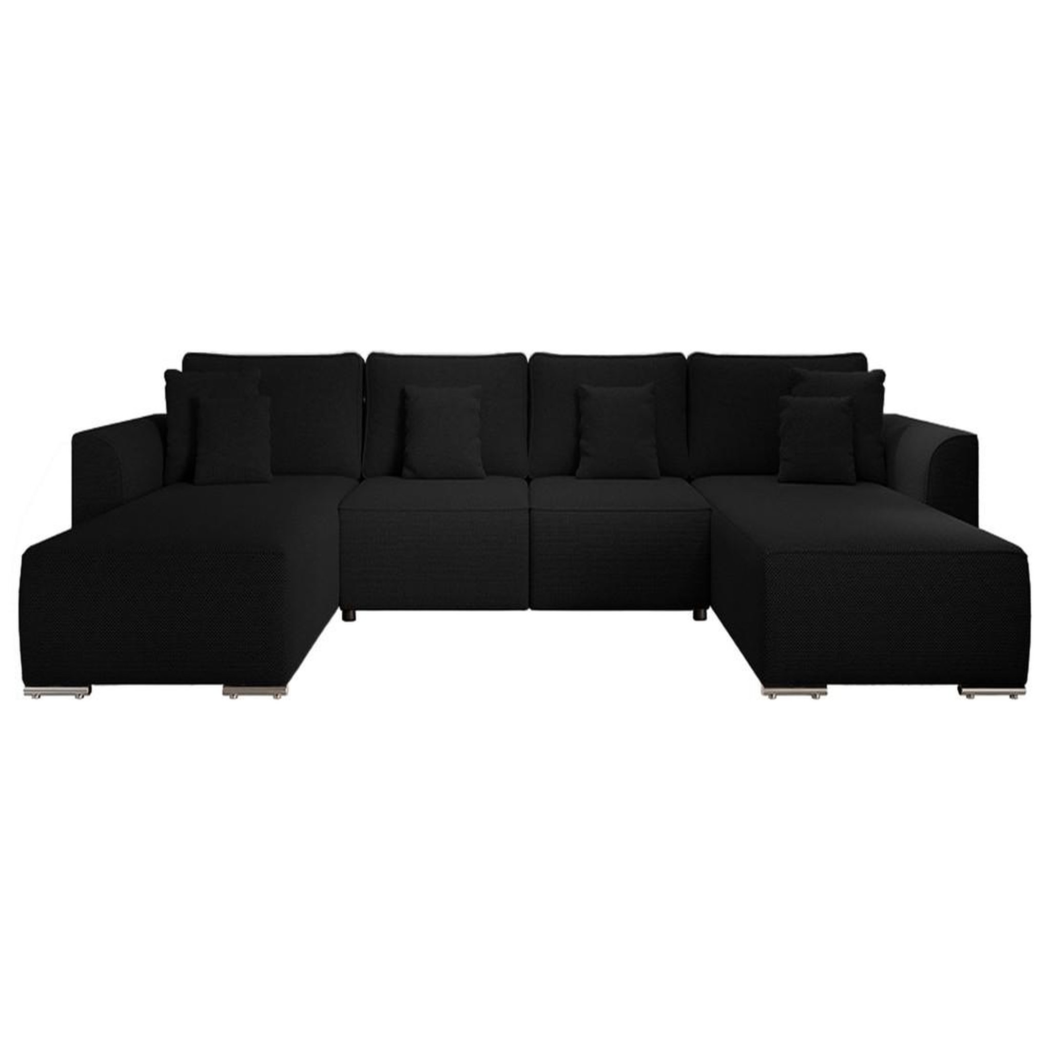 Voir la diapositive 1 : BEST MOBILIER Gabriel - canapé panoramique en u 7 places convertible avec coffre en tissu texturé