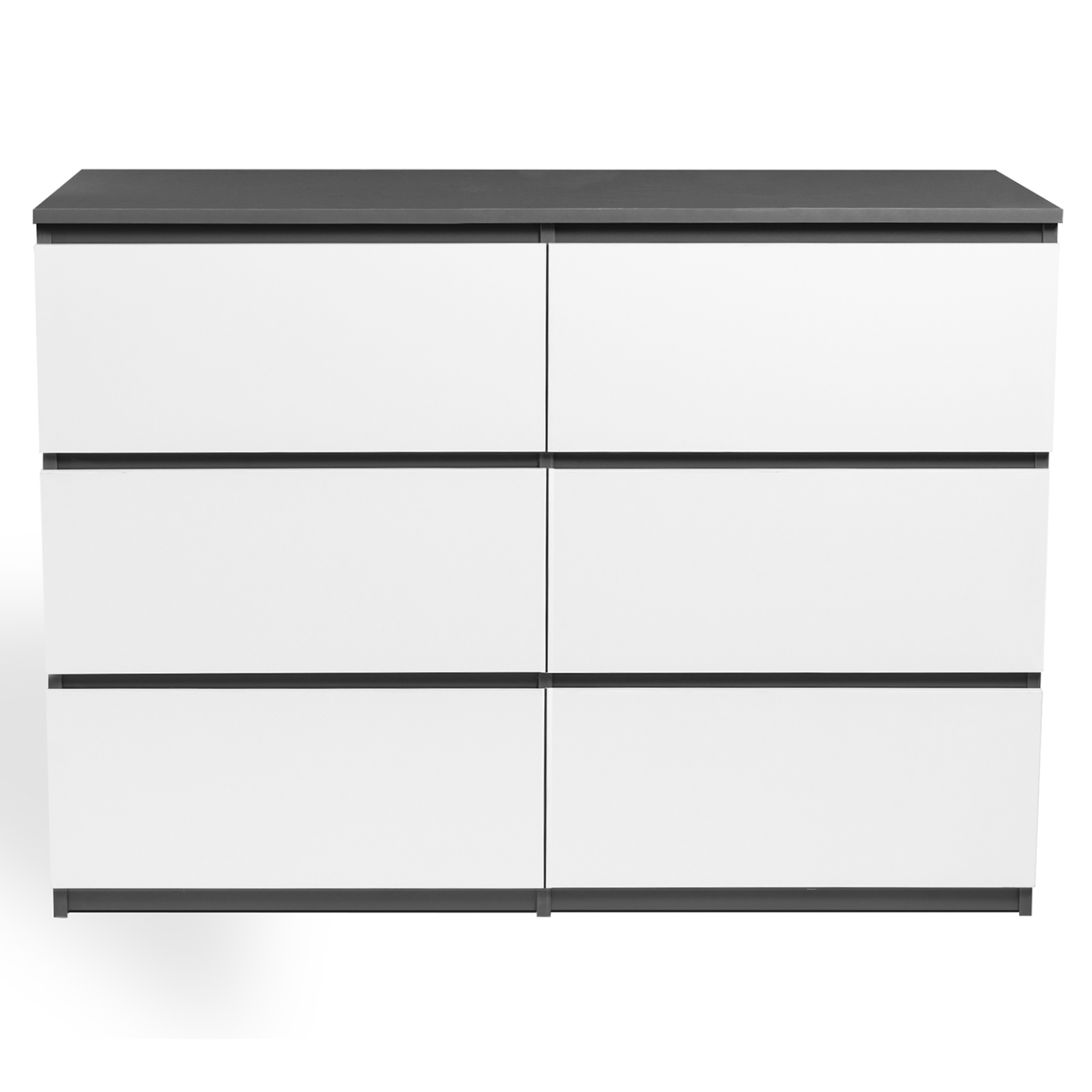 Voir la diapositive 3 : ID MARKET Commode 6 tiroirs tomi 110 cm bois gris et blanc