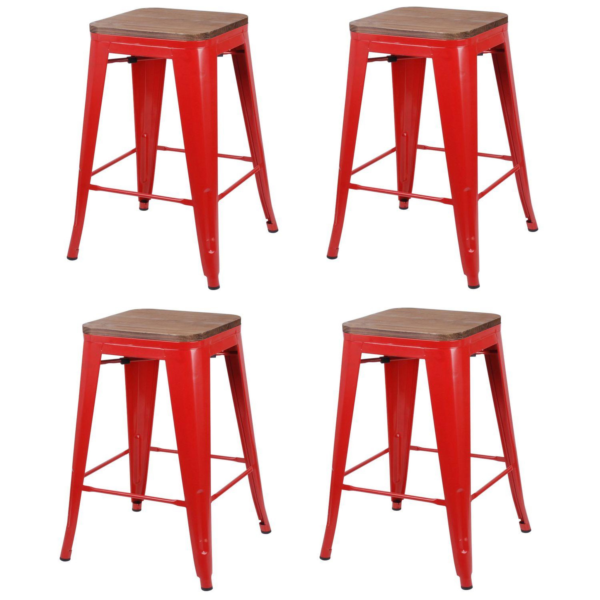 Voir la diapositive 1 : TOILINUX Lot de 4 tabourets de bar vintage liv