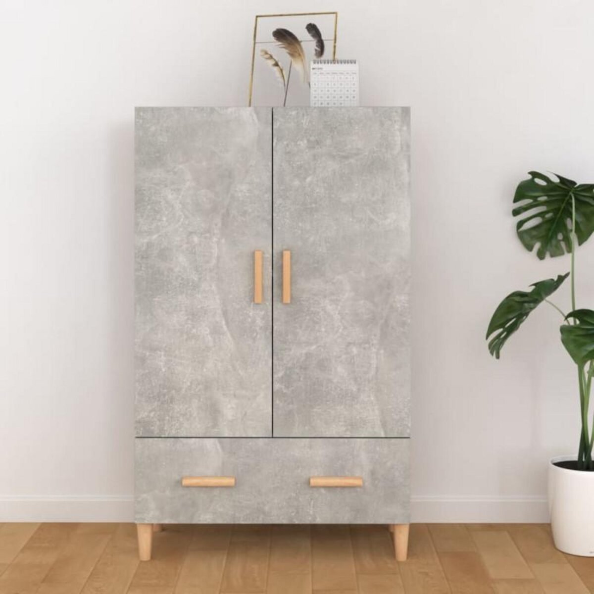 VIDAXL Buffet haut Gris béton 70x31x115 cm Bois d ingénierie