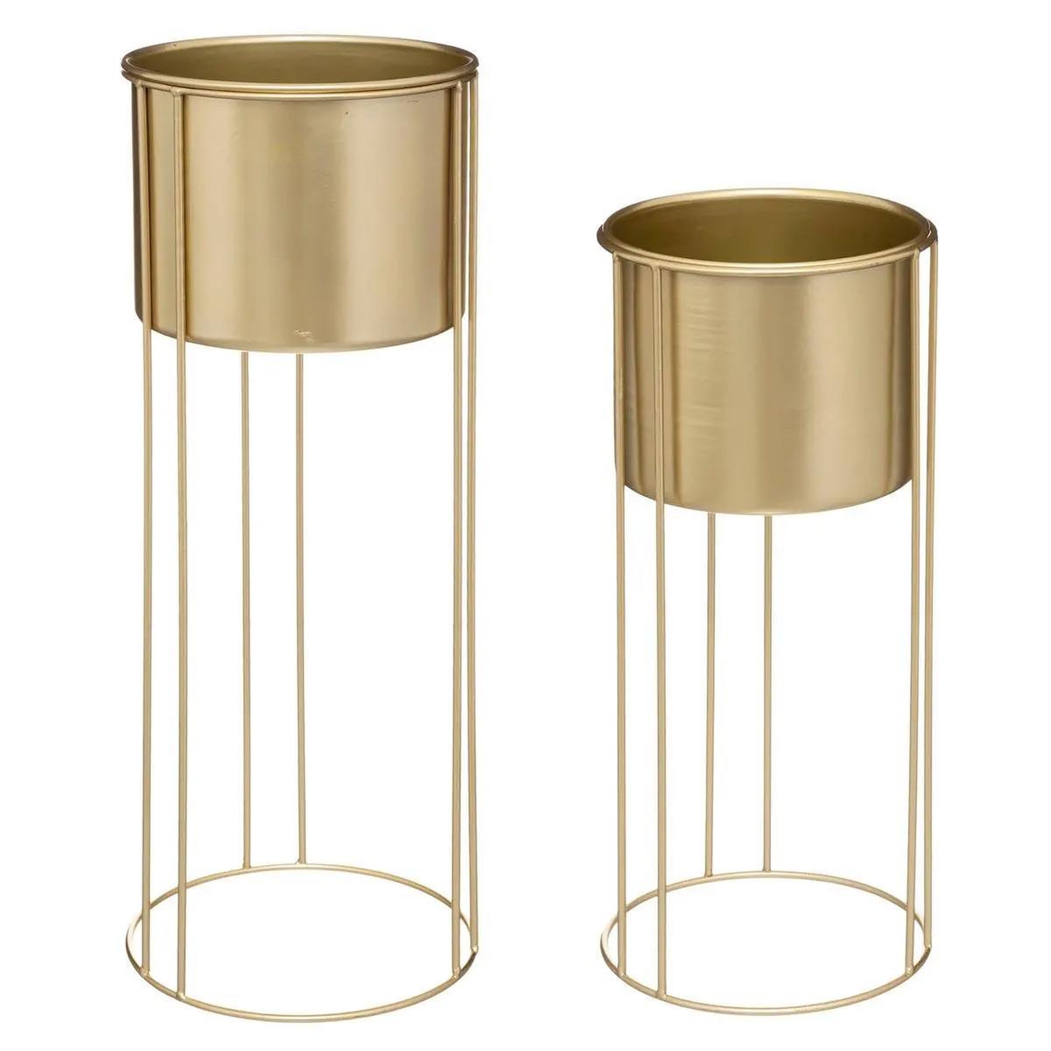 ATMOSPHERA Lot de 2 Cache-Pots sur Pied  Artif  58cm Or