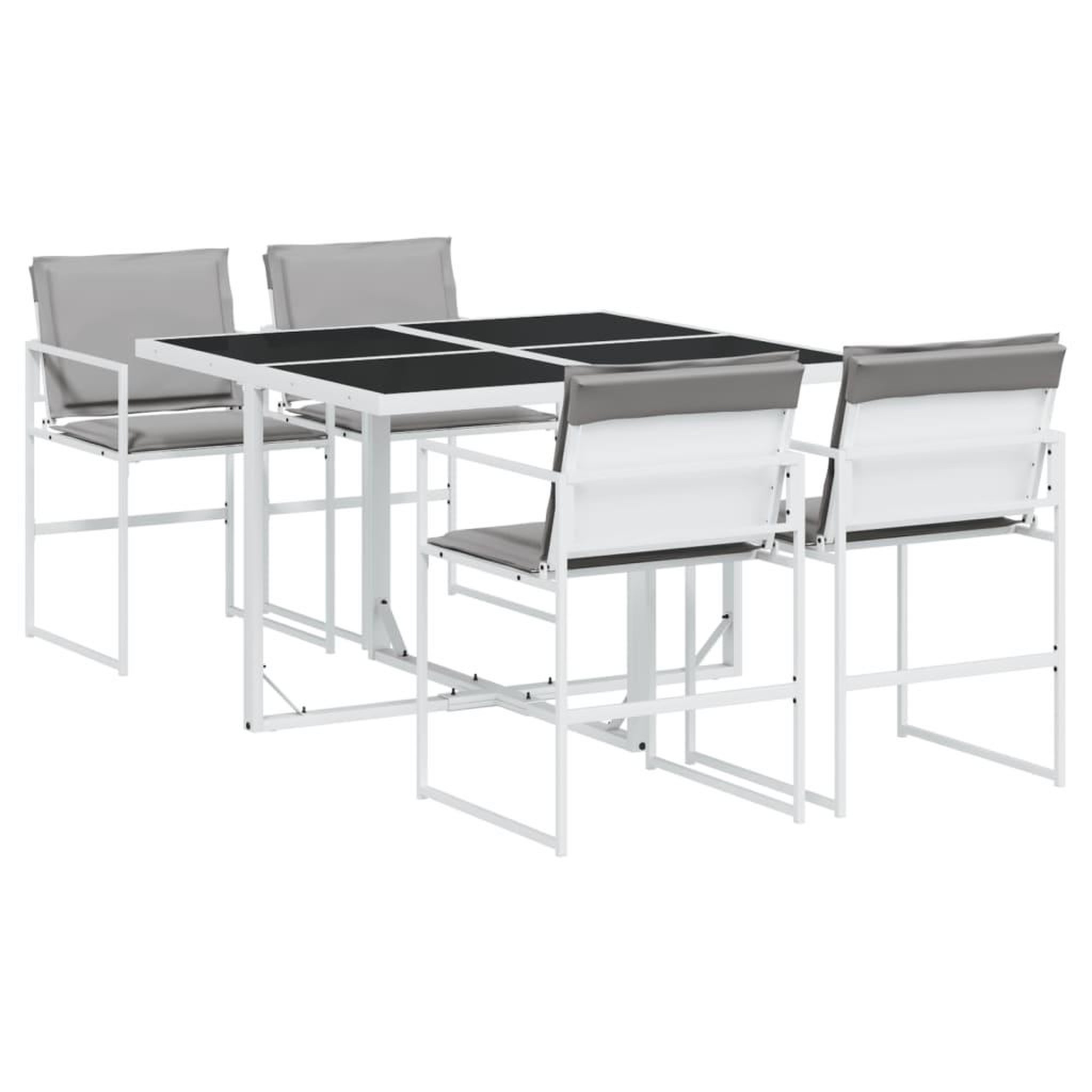 Voir la diapositive 2 : VIDAXL Ensemble a manger de jardin avec coussins 5 pcs blanc textilene