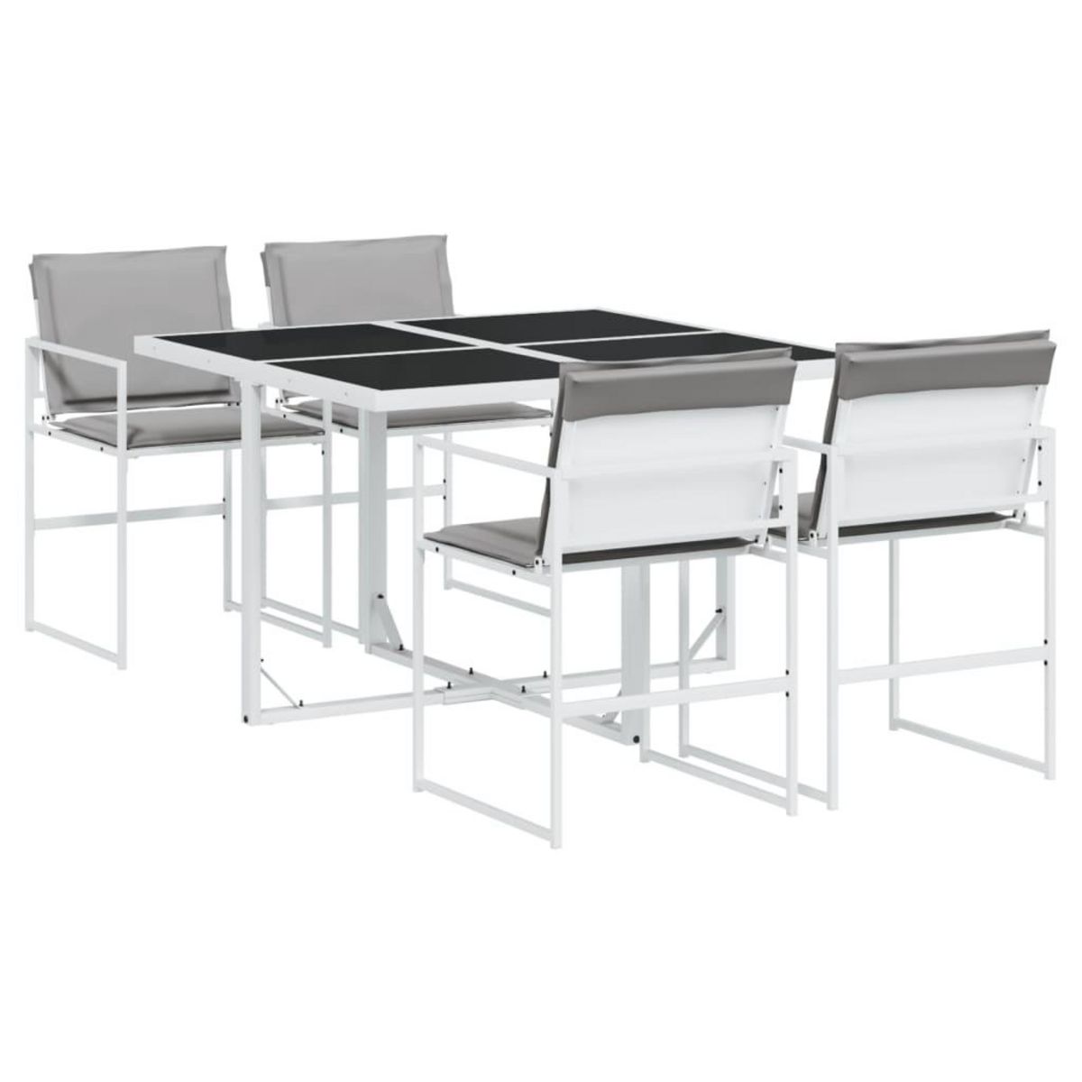 VIDAXL Ensemble a manger de jardin avec coussins 5 pcs blanc textilene