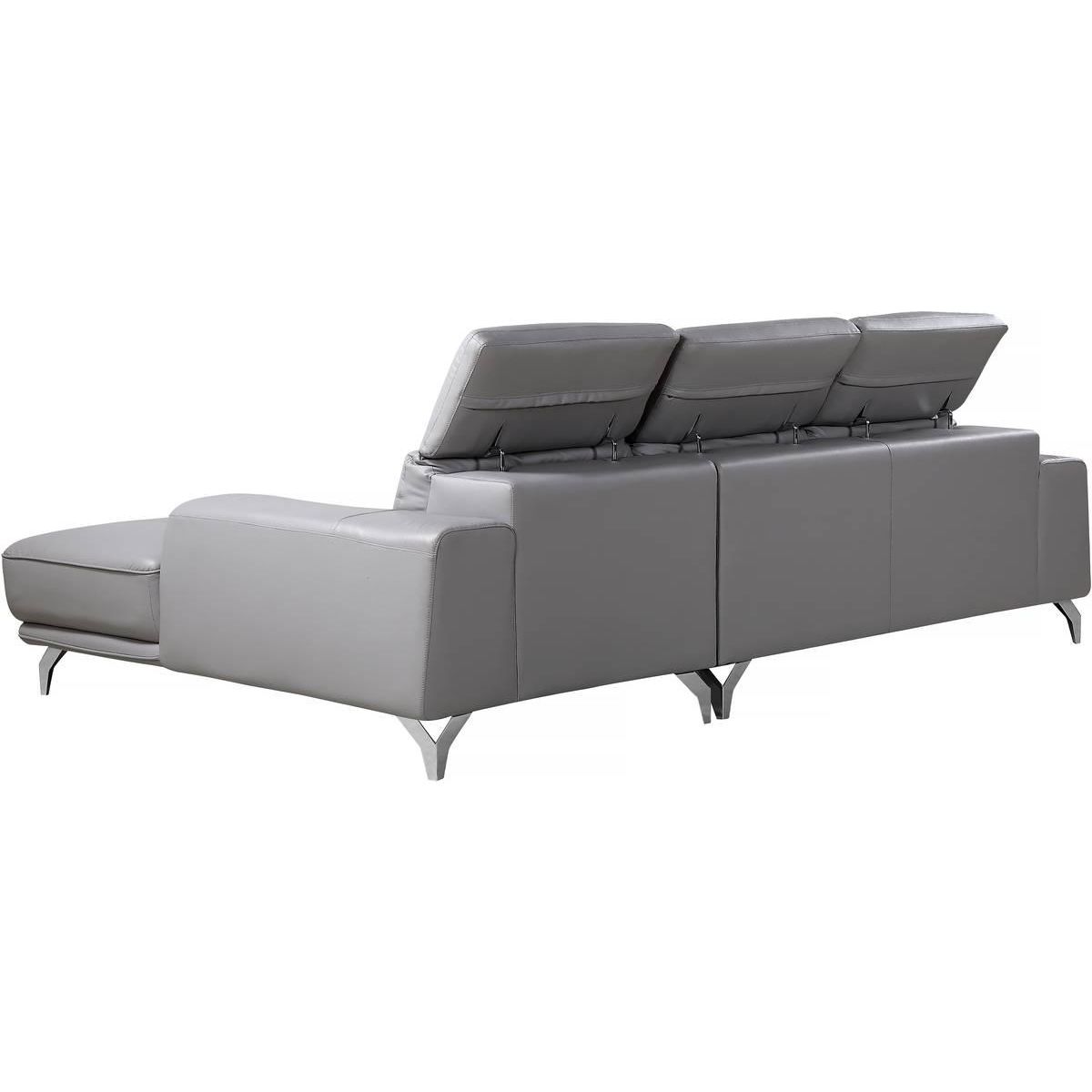 Habitat et Jardin Canapé d'angle cuir reconstitué et PVC  Leicester  - 4 places - Gris clair - Angle gauche