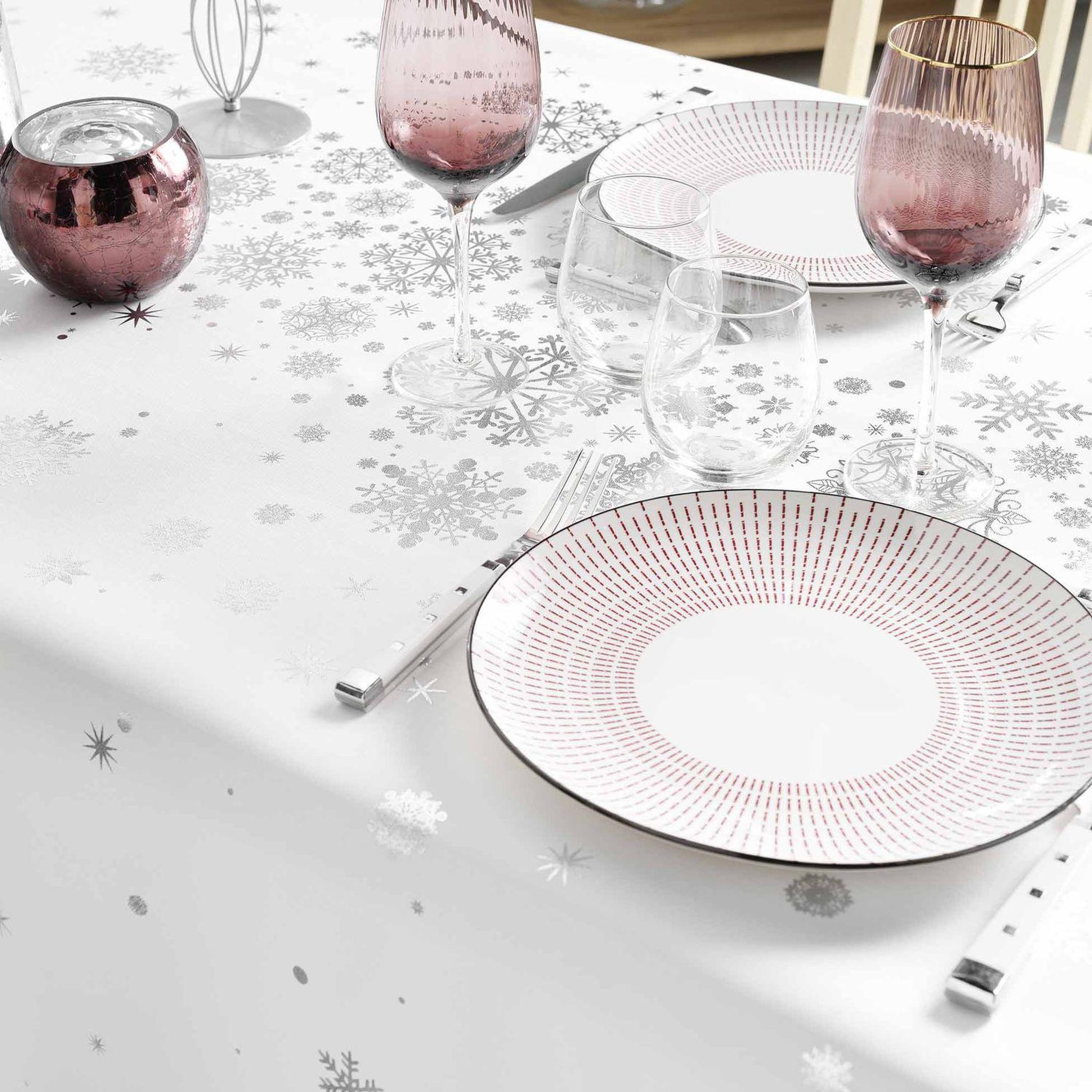 Voir la diapositive 3 : Douceur d'Intérieur Nappe rectangulaire antitache et infroissable Flocons
