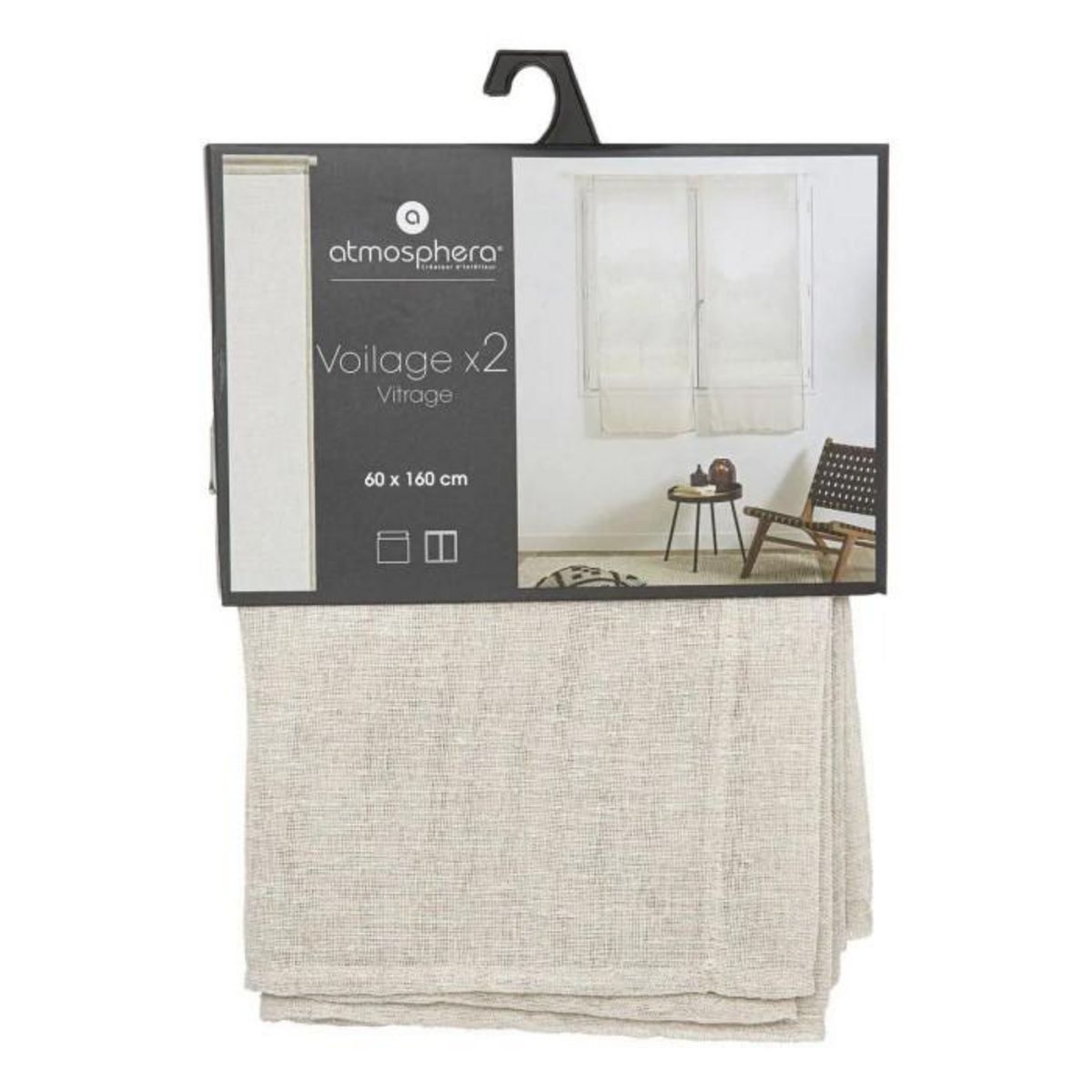 ATMOSPHERA Paire de Voilages  Fred  60x160cm Lin