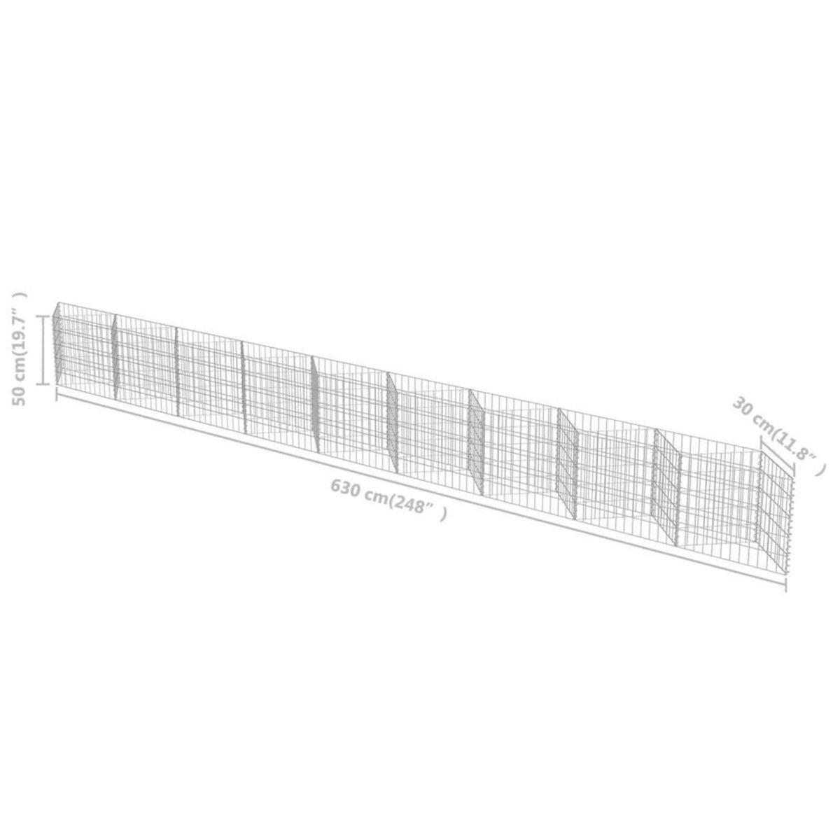 VIDAXL Mur de gabion Acier galvanise 630x30x50 cm