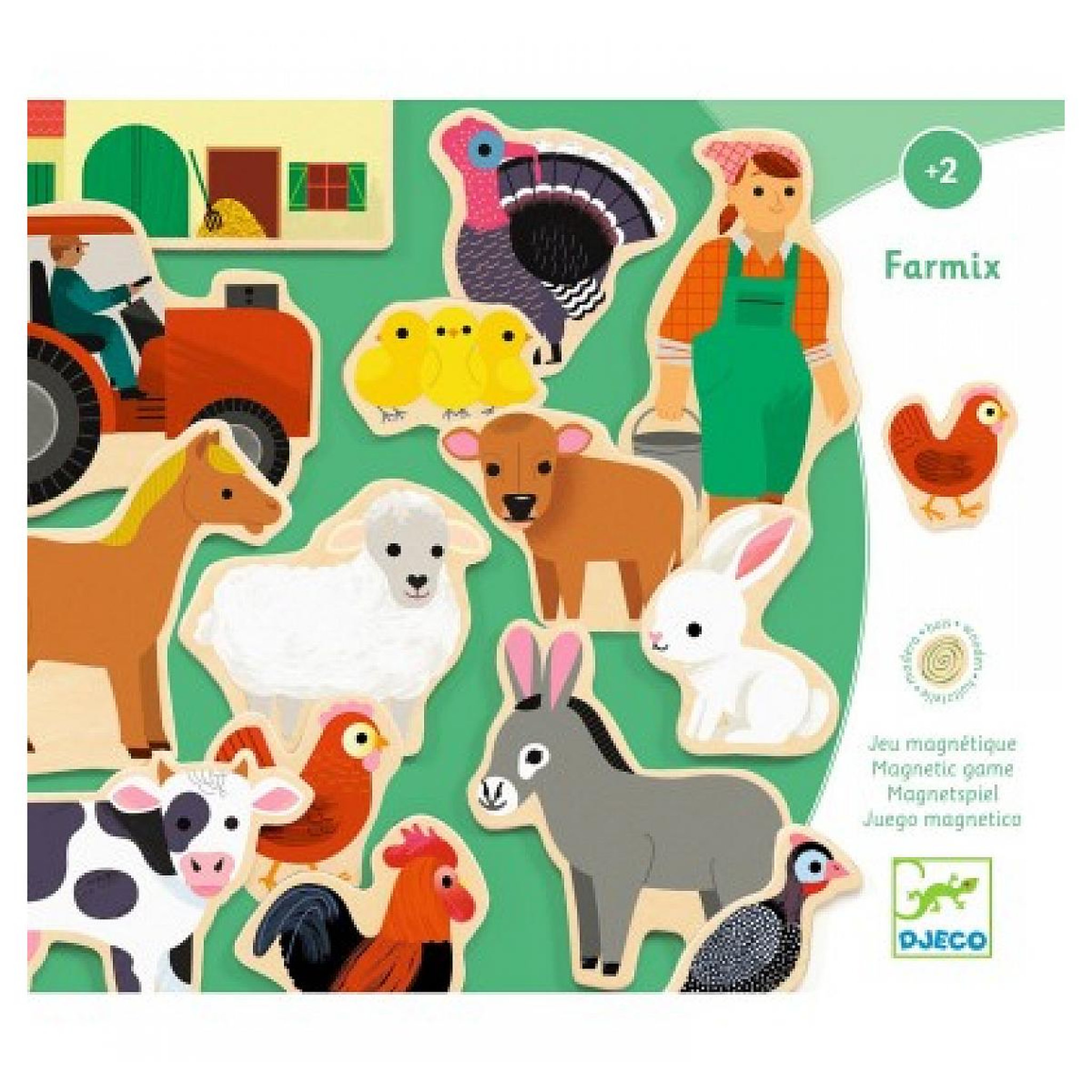 Voir la diapositive 2 : Djeco Farmix, pieces aimantees sur le theme de la ferme