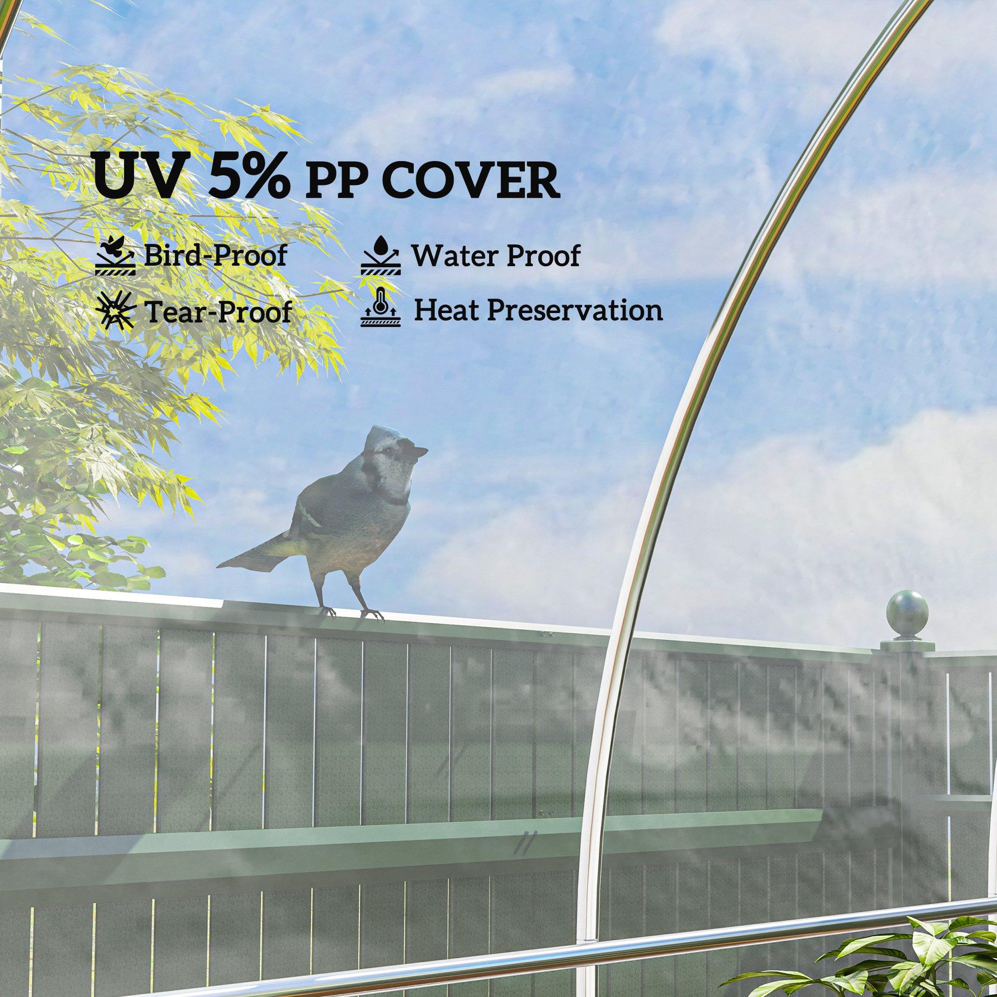 Voir la diapositive 4 : OUTSUNNY Bâche de rechange serre tunnel 6 x 10 m PP haute densité 150 g/m² transparent