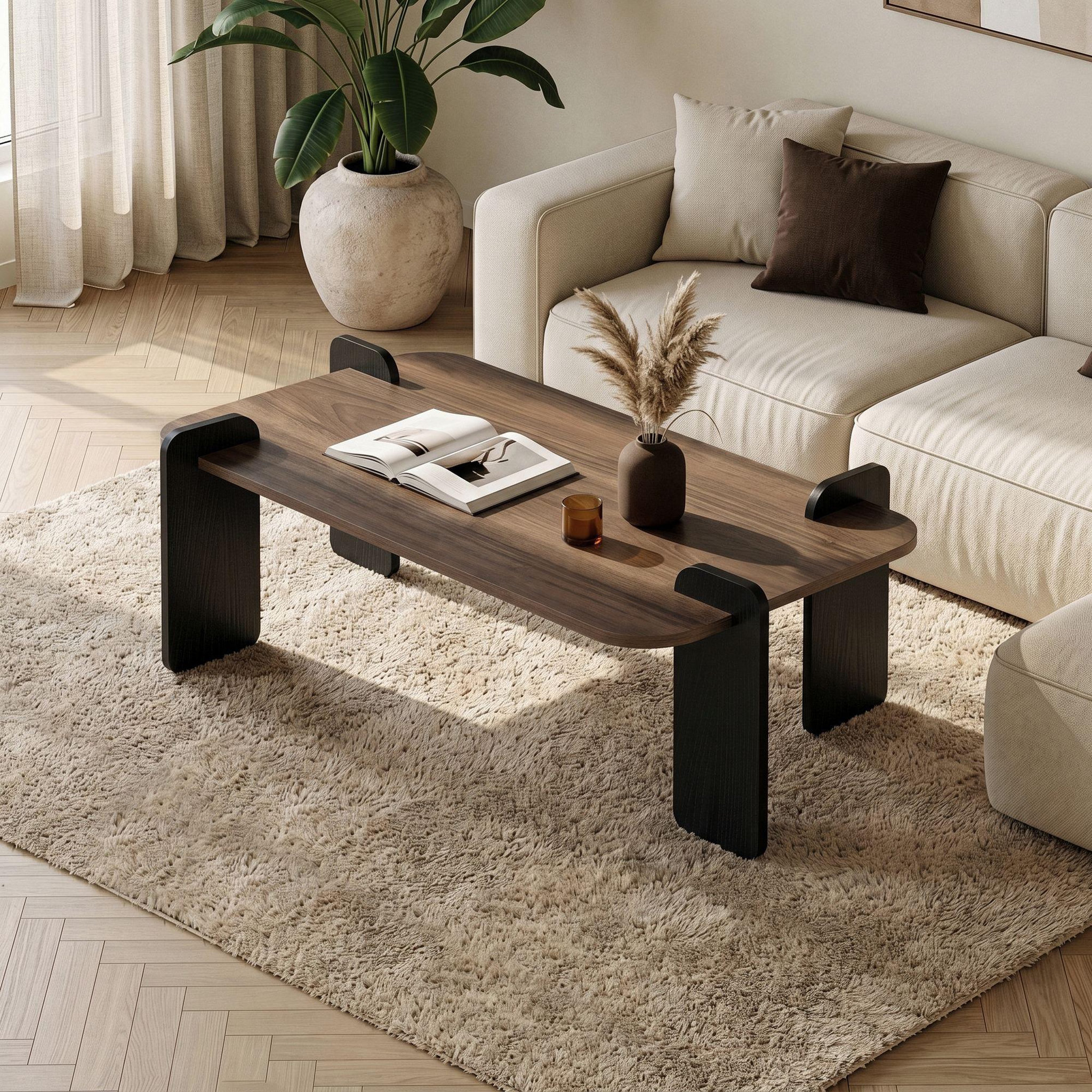 Voir la diapositive 2 : Habitat et Jardin Table basse en bois  renard  - 120 x 60 x 35 cm - marron