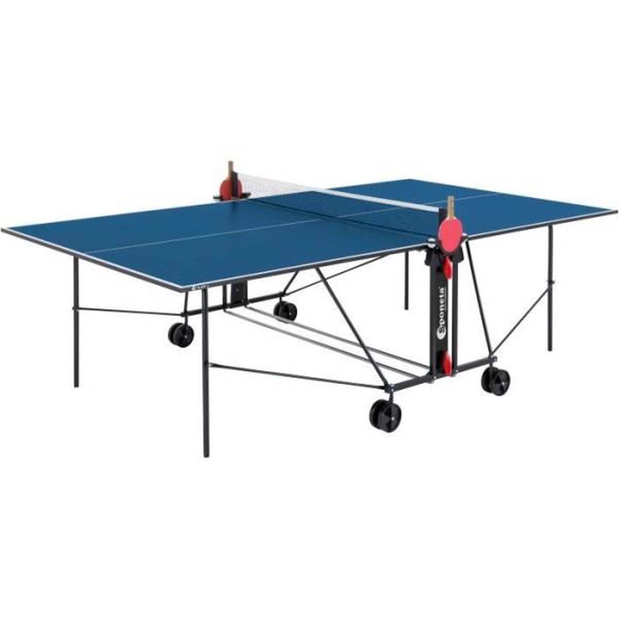 N/A SPONETA - Table Tennis de Table - Table Ping Pong Compacte - Usage Intérieur - Bleu et noir