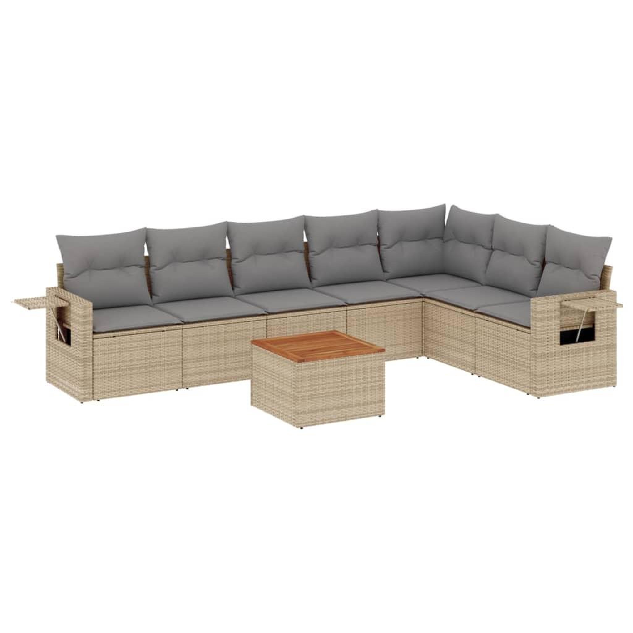 Voir la diapositive 2 : VIDAXL Salon de jardin avec coussins 8pcs melange beige resine tressee
