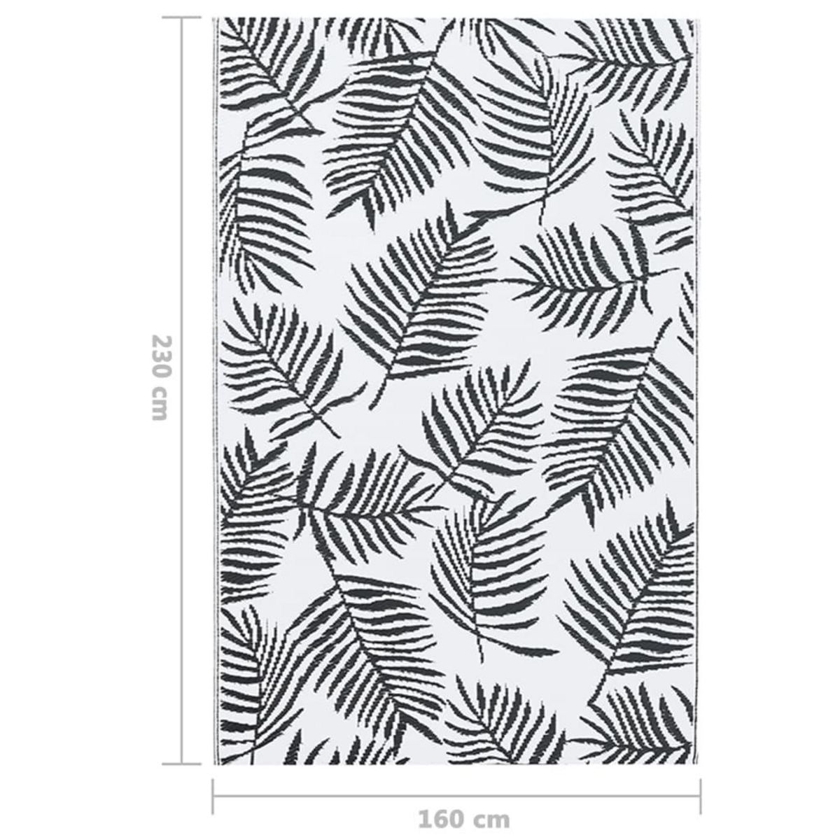 VIDAXL Tapis d'exterieur ARAKIL Blanc et noir 160x230 cm PP