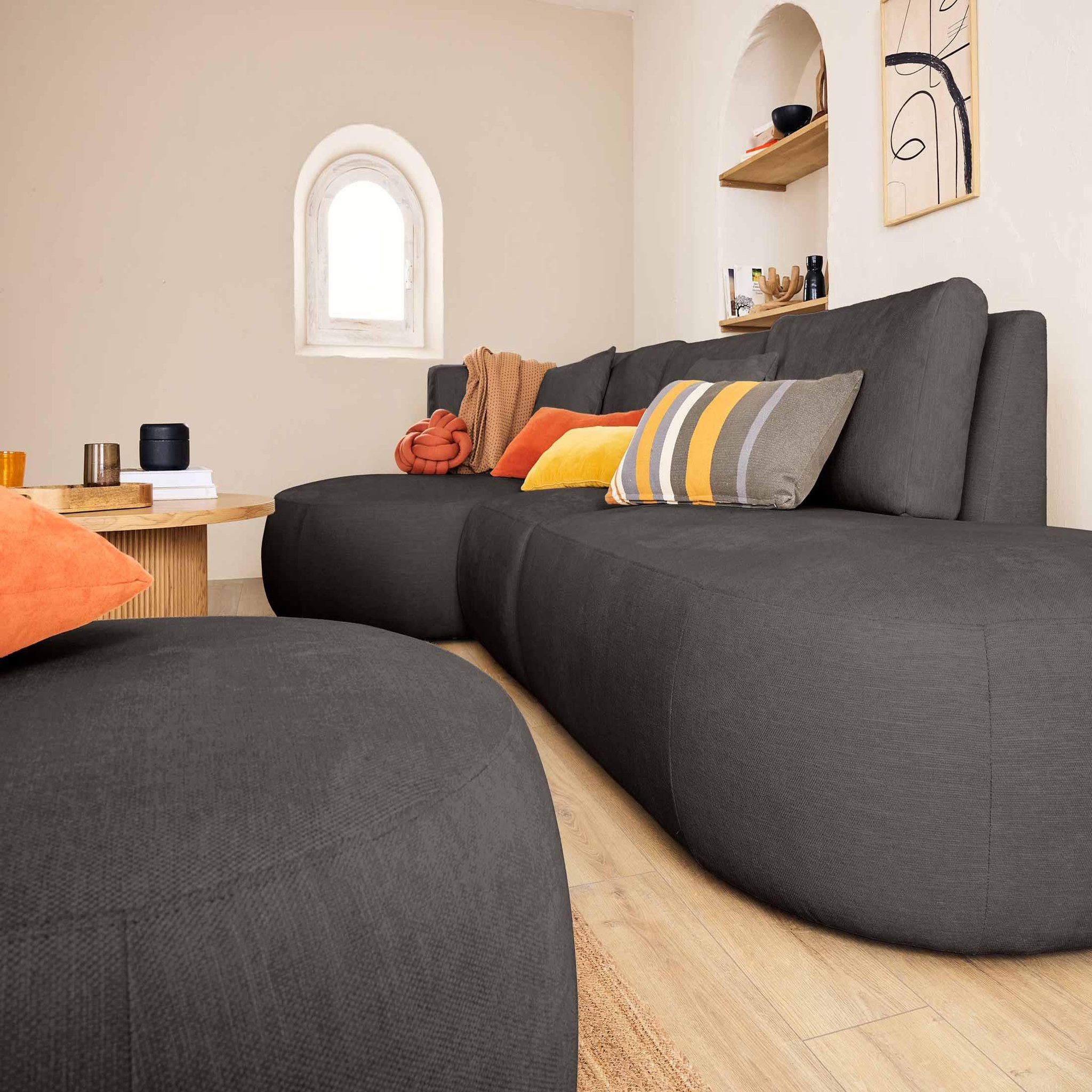 Voir la diapositive 3 : LISA DESIGN Santorini - module d'assise droit - en tissu texturé
