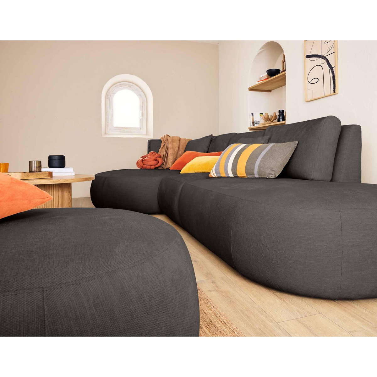 LISA DESIGN Santorini - module d'assise droit - en tissu texturé