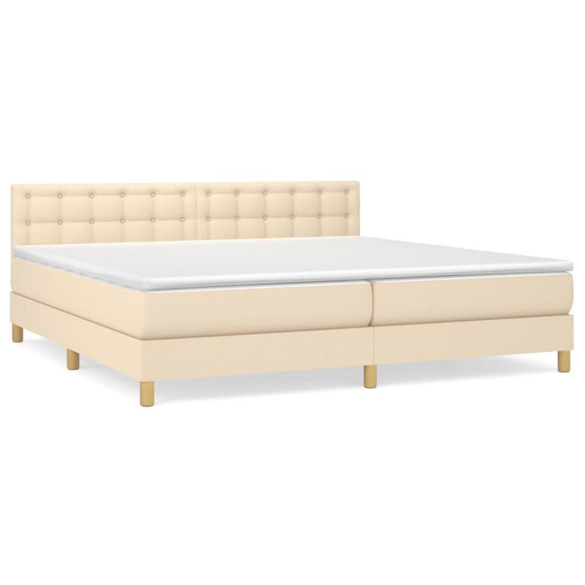 VIDAXL Sommier a lattes de lit avec matelas Creme 200x200 cm Tissu