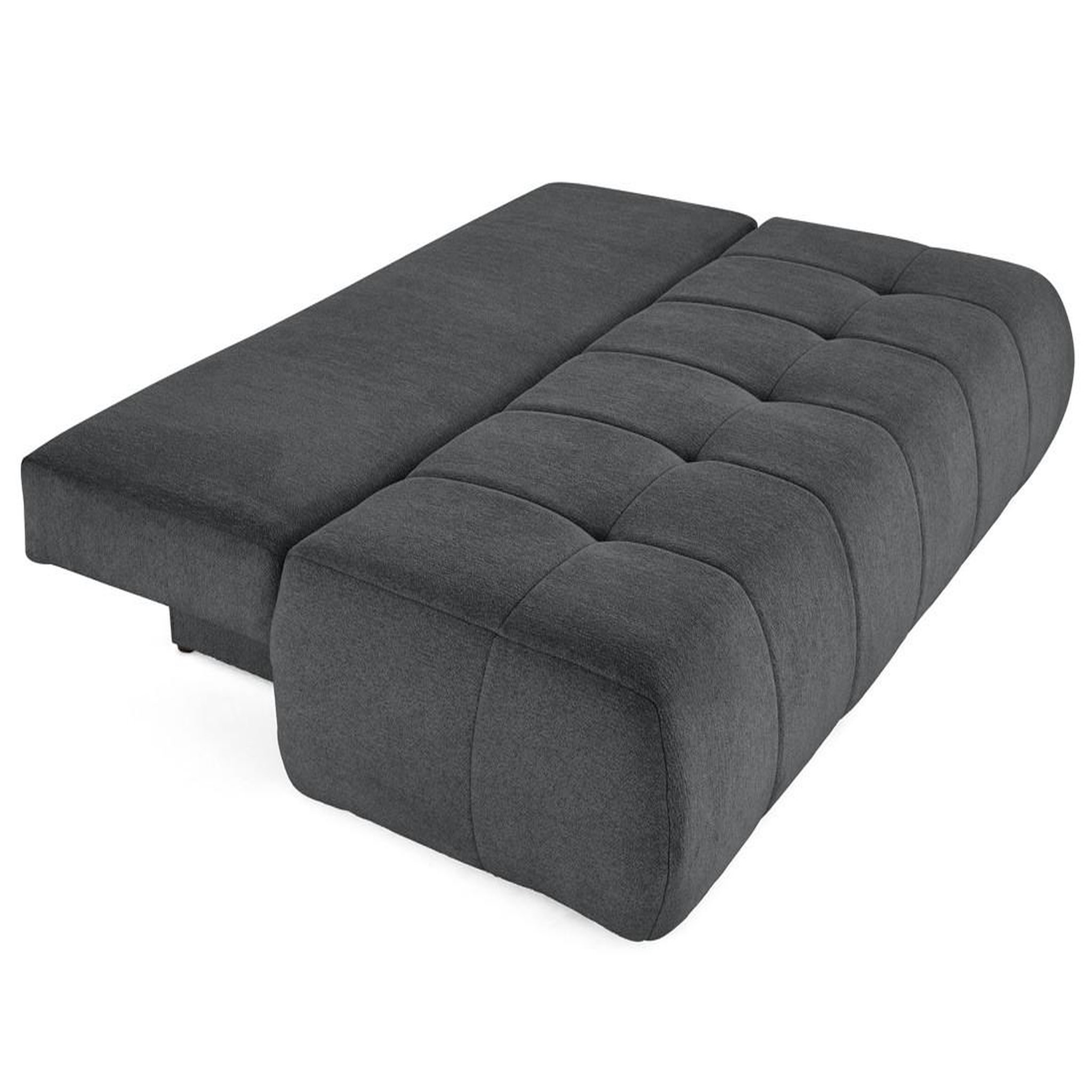 Voir la diapositive 2 : BEST MOBILIER Bowie - canapé 3 places convertible coffre + coussin rond inclus en tissu texturé