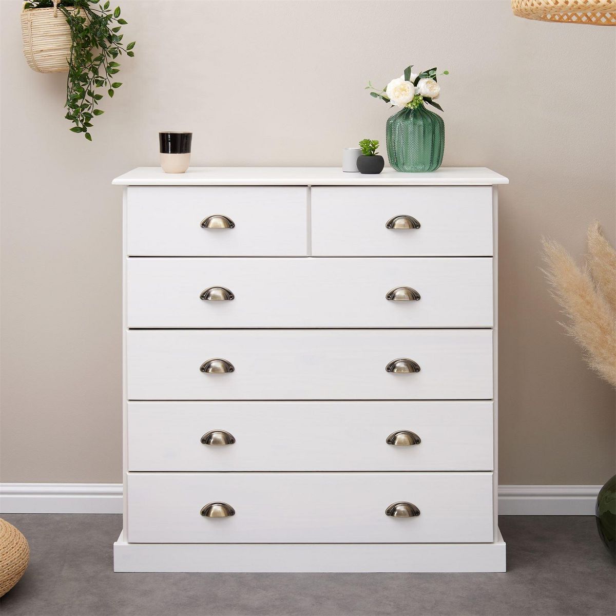 IDIMEX Commode PARIS en pin massif, 6 tiroirs