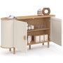 Voir la diapositive 4 : ID MARKET Buffet 140 cm KANEL 2 portes effet cannelé beige et bois
