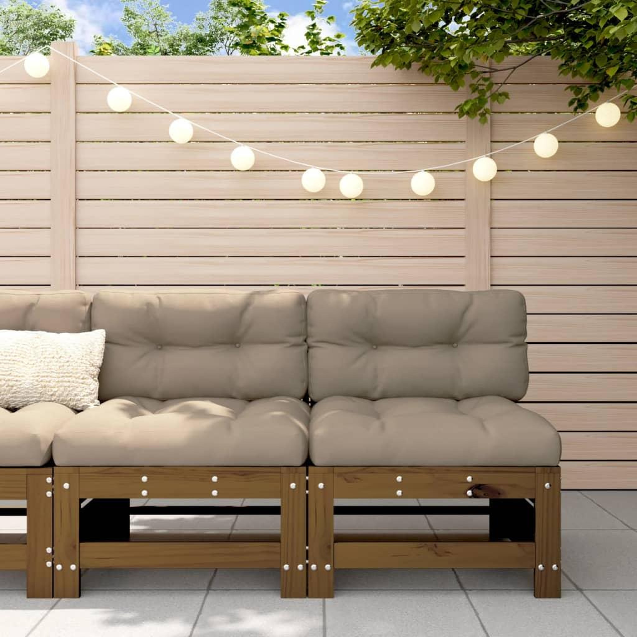 VIDAXL Canapes centraux de jardin 2 pcs marron miel bois de pin solide